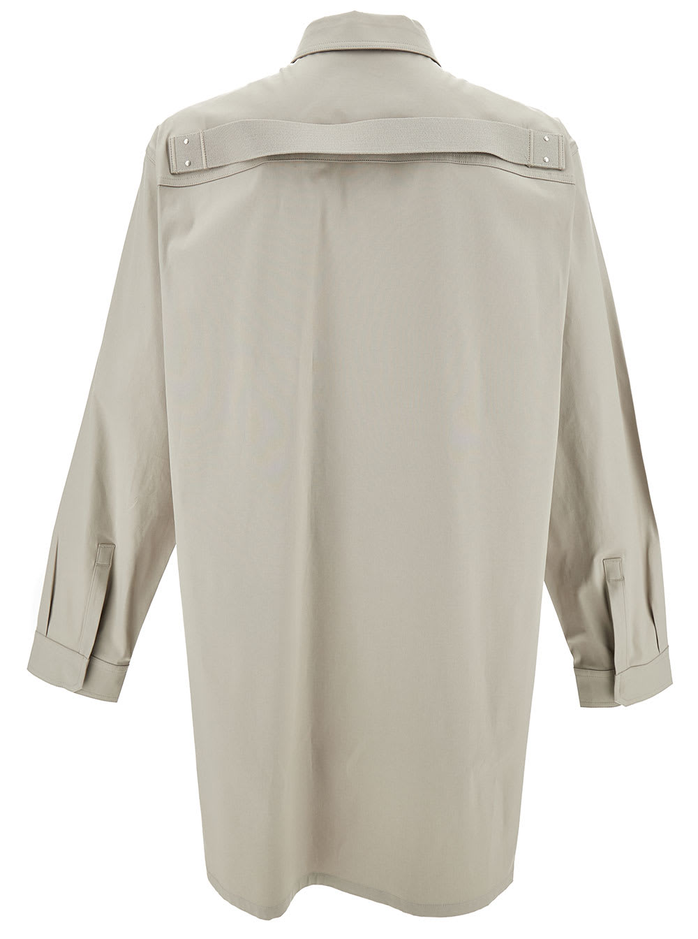 Shop Rick Owens White Shirt With Contrasting Embroidery In Stretch Cotton Man In Grey