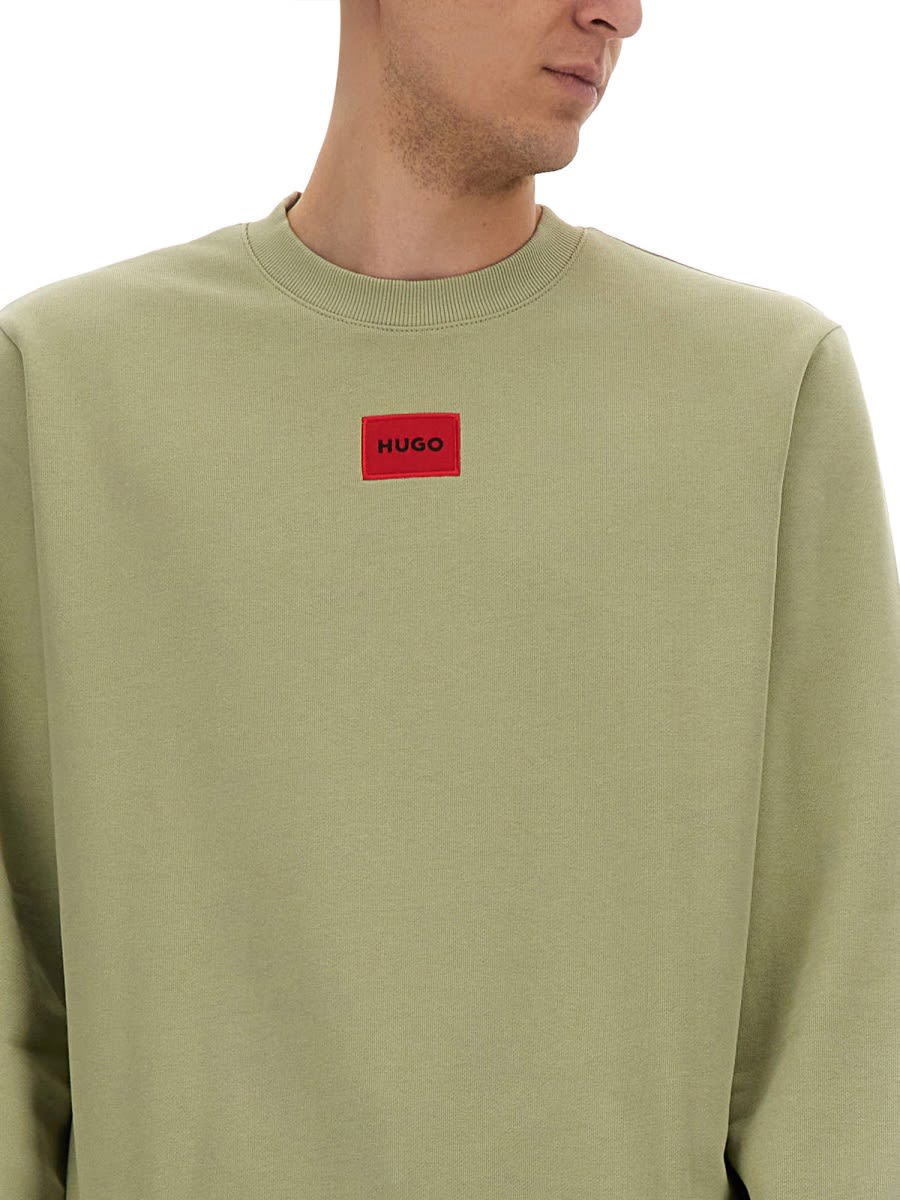 Hugo Boss Logo-patch Cotton Sweatshirt In Green