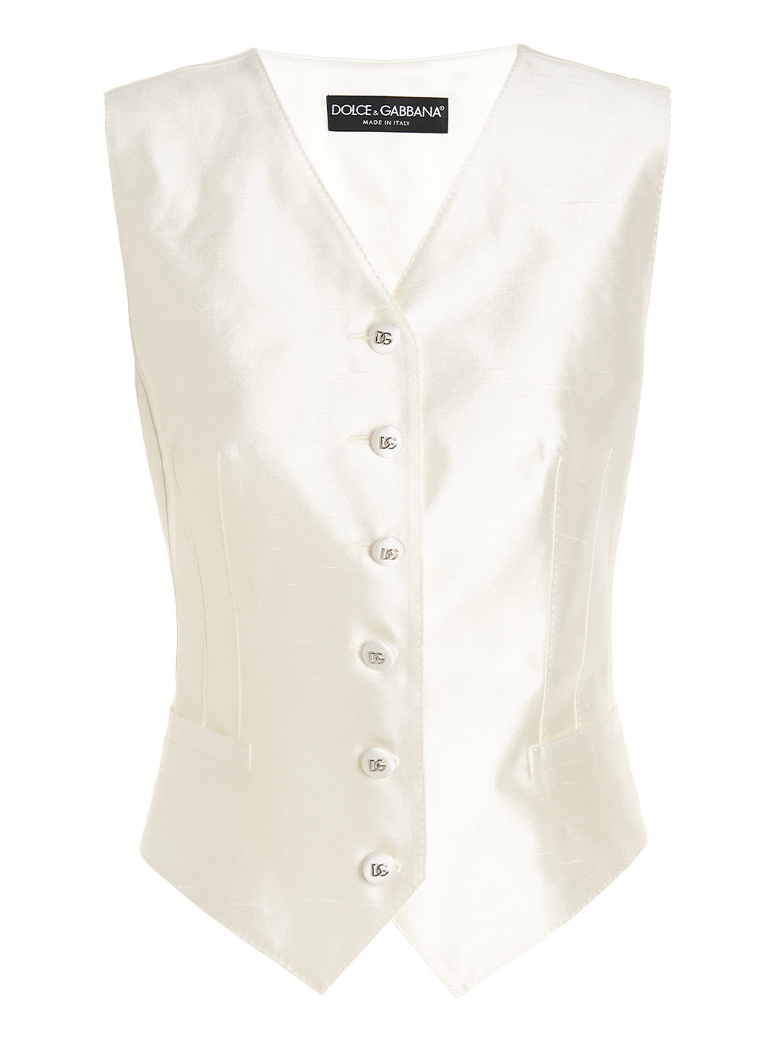 Dolce & Gabbana Logo Button Vest In White