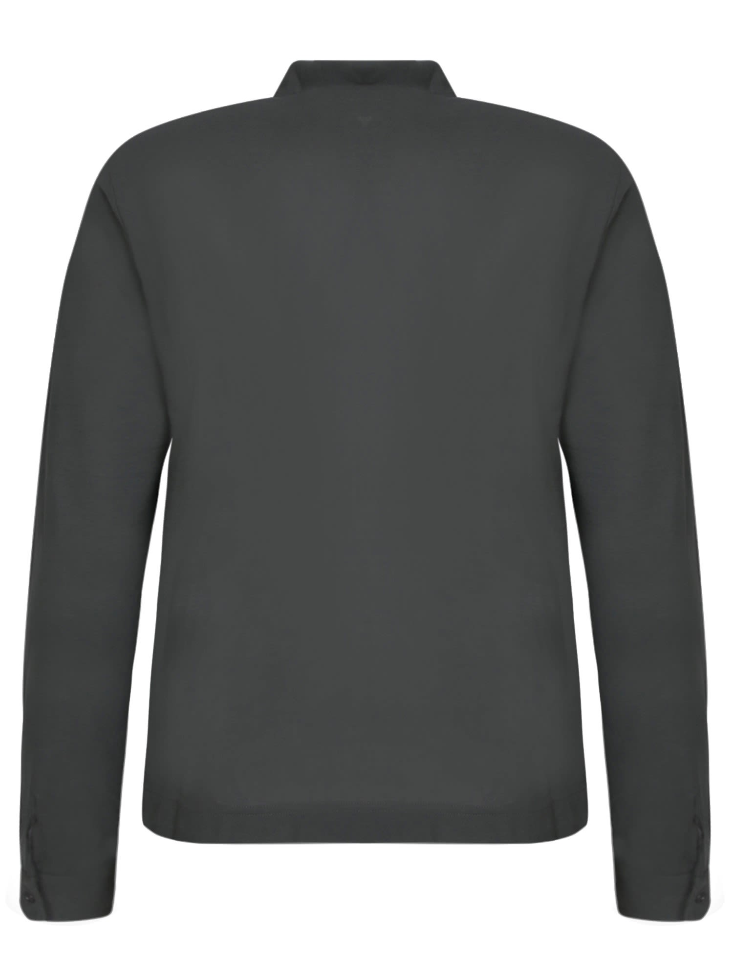 Shop Zanone Ice Cotton Long Sleeve Grey Polo Shirt In Green