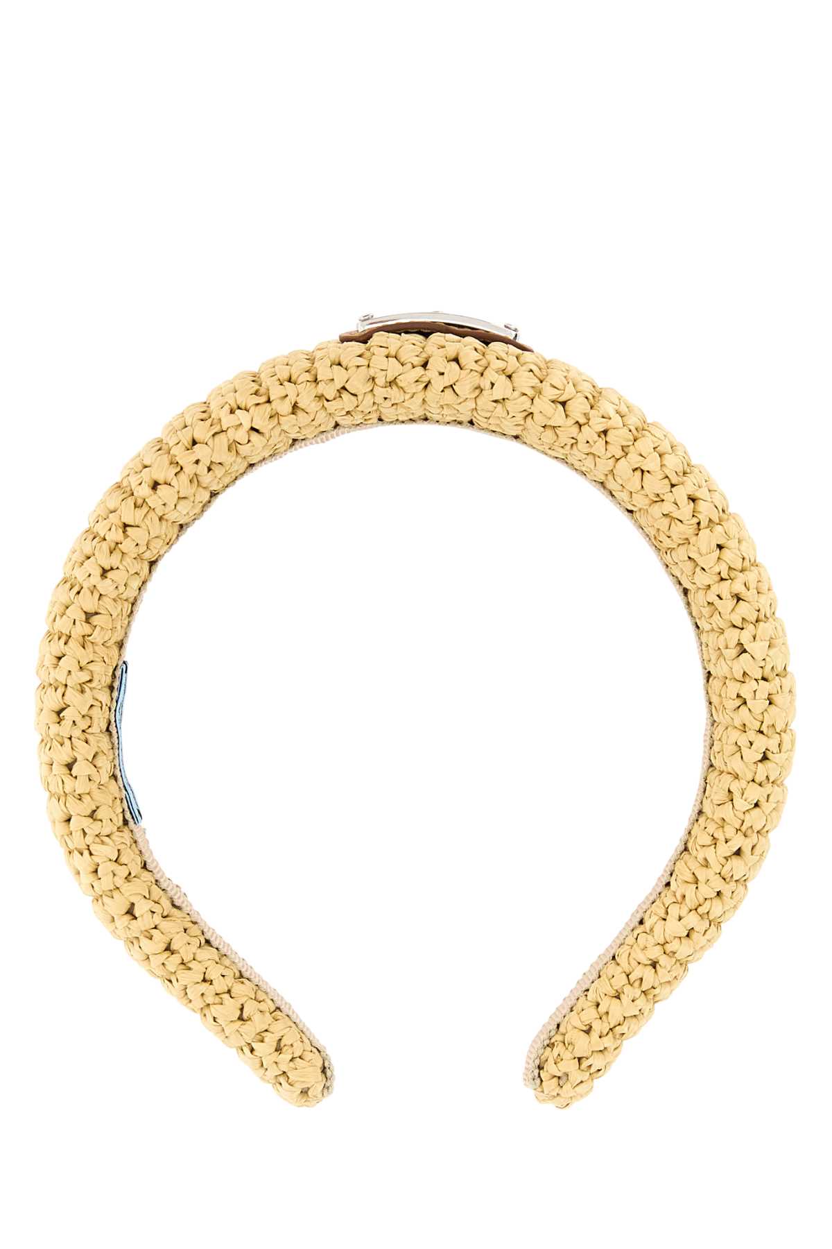 Shop Prada Sand Raffia Headband In Naturale