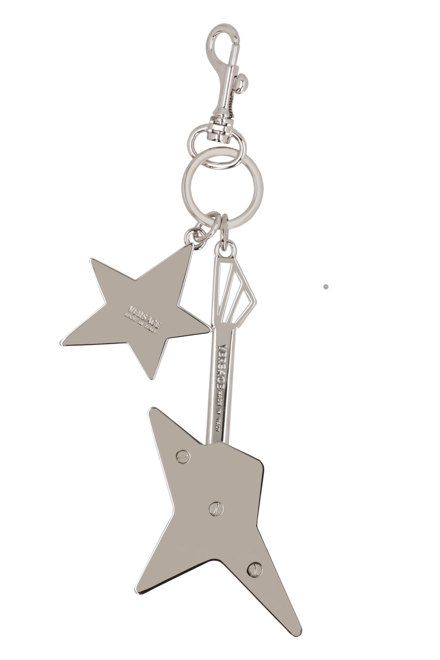 Shop Versace Silver-tone Metal Key Ring And Clasp