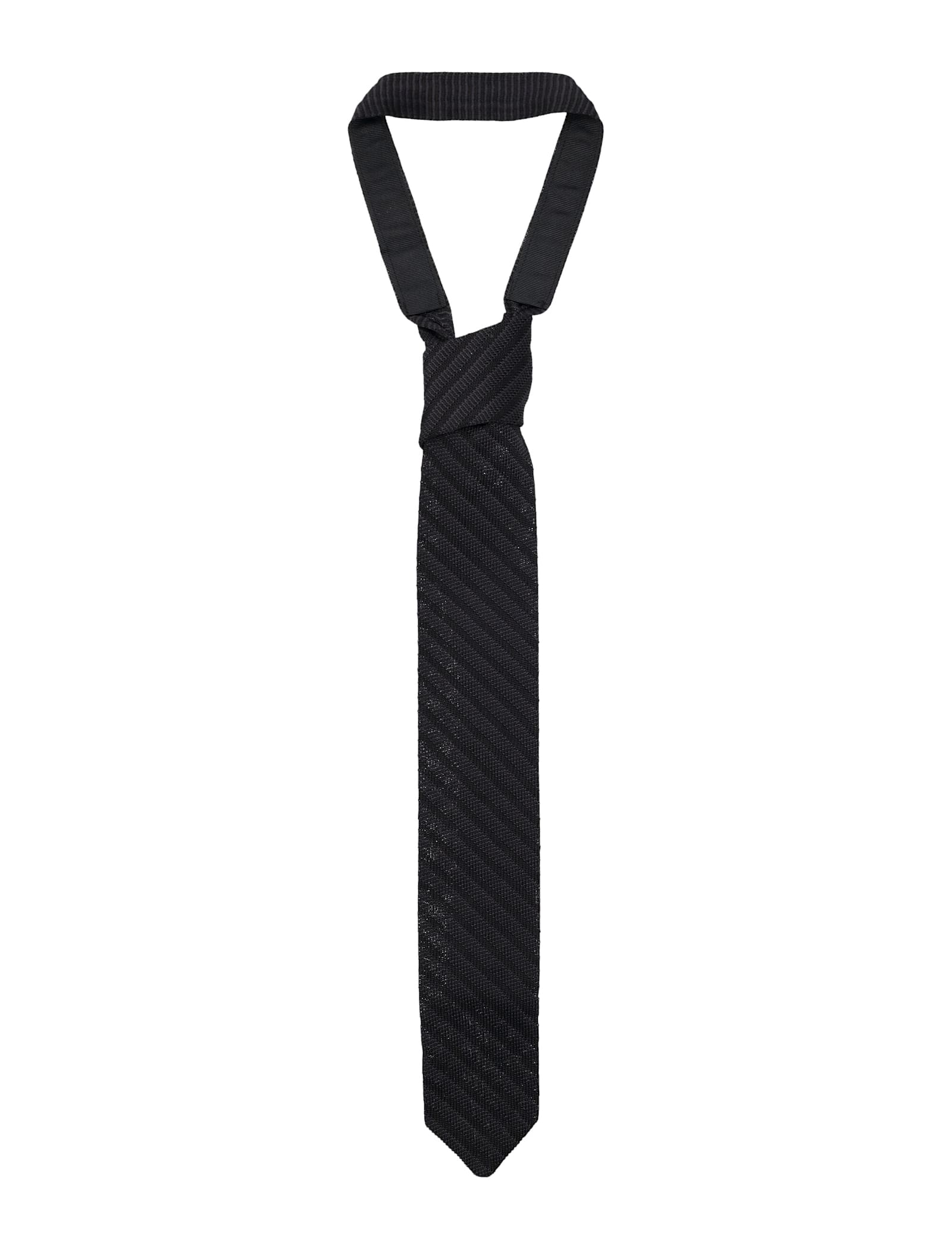 Shop Mfpen Formal Tie In Black Grey Stripe