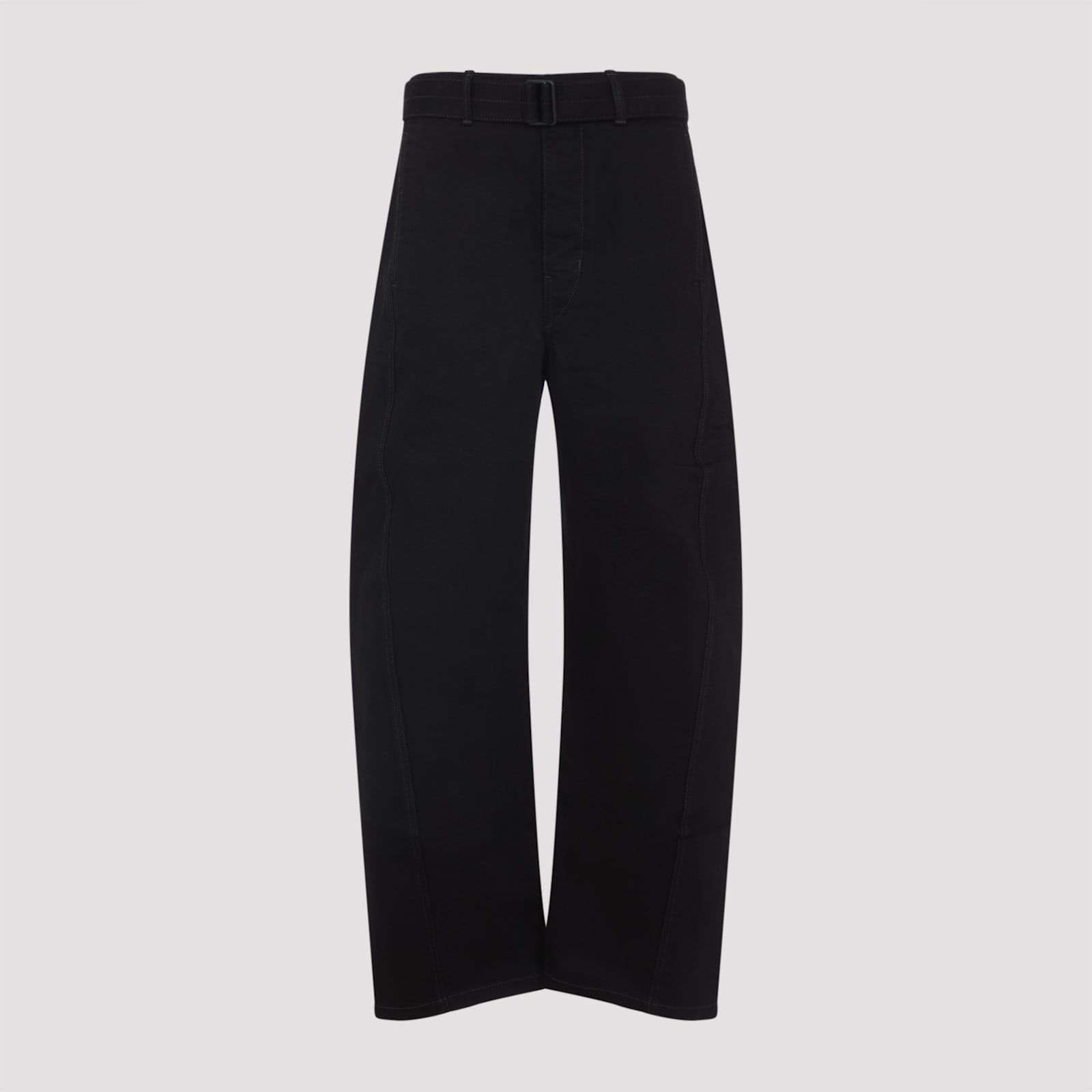 Lemaire High-waisted Wide-leg Black Trousers With Tailored Belt In Black