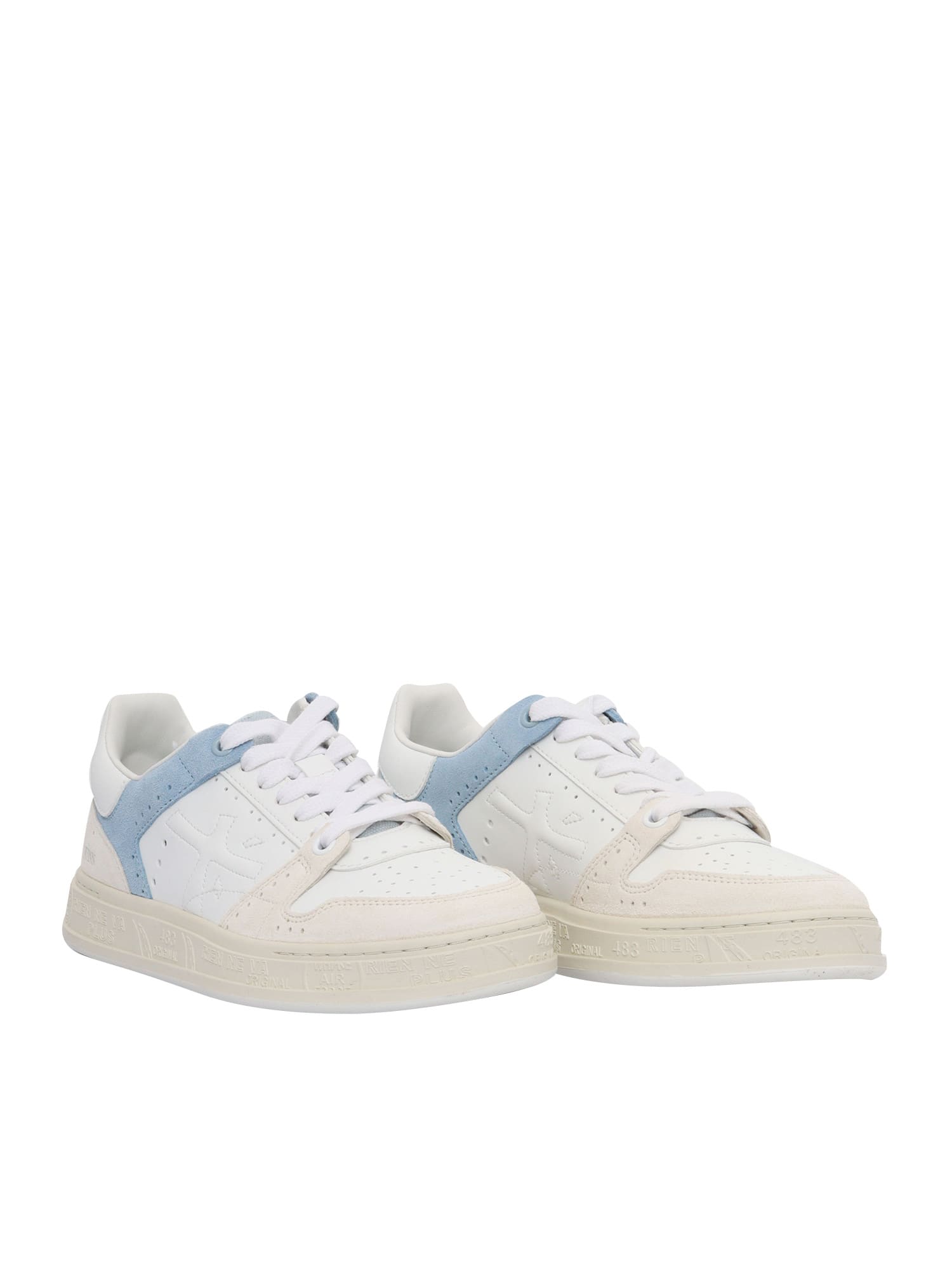Premiata Low-top Sneakers With Textured Panels In White