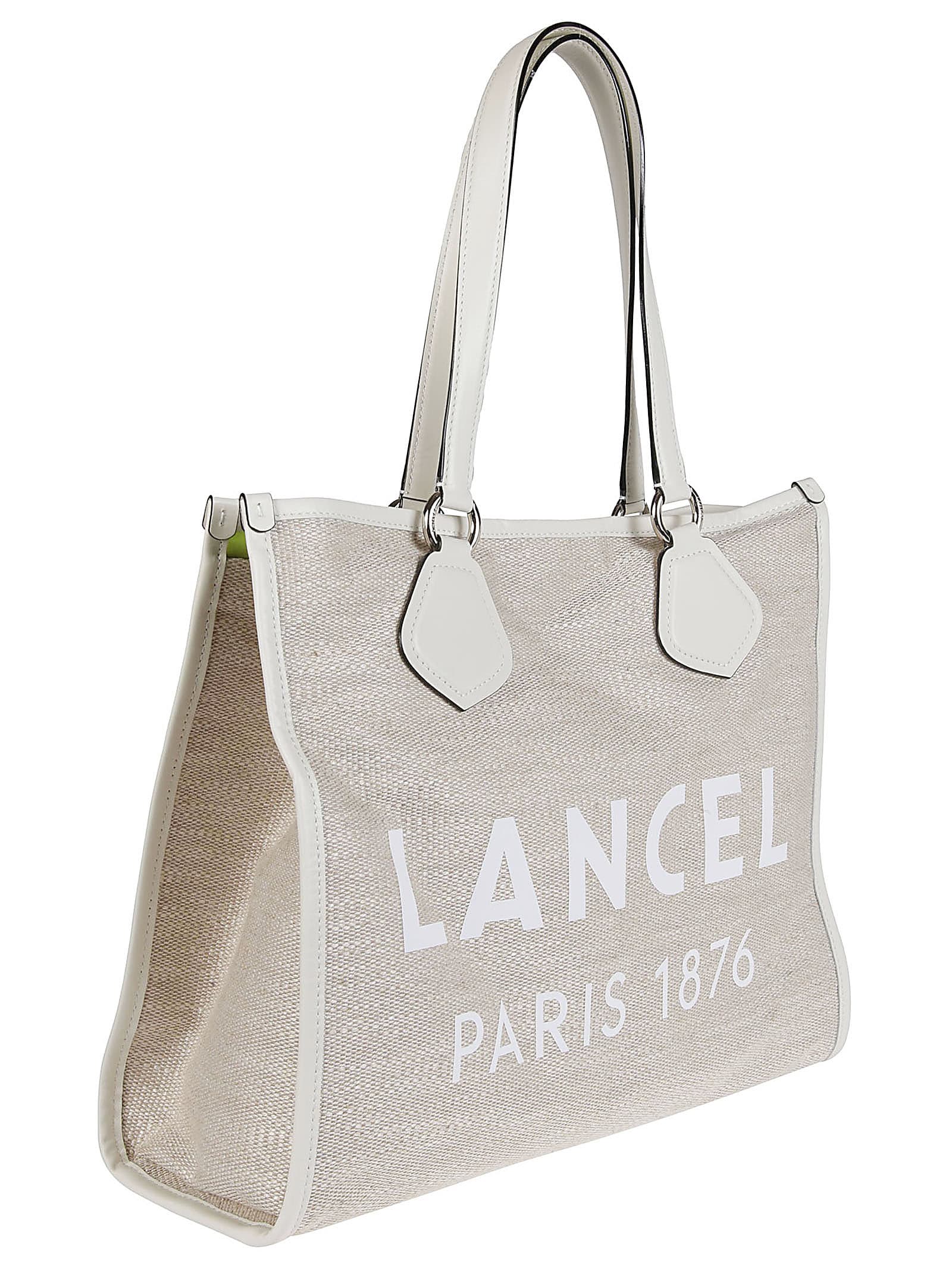 Shop Lancel Summer Large Tote Bag In Z Naturel/blanc