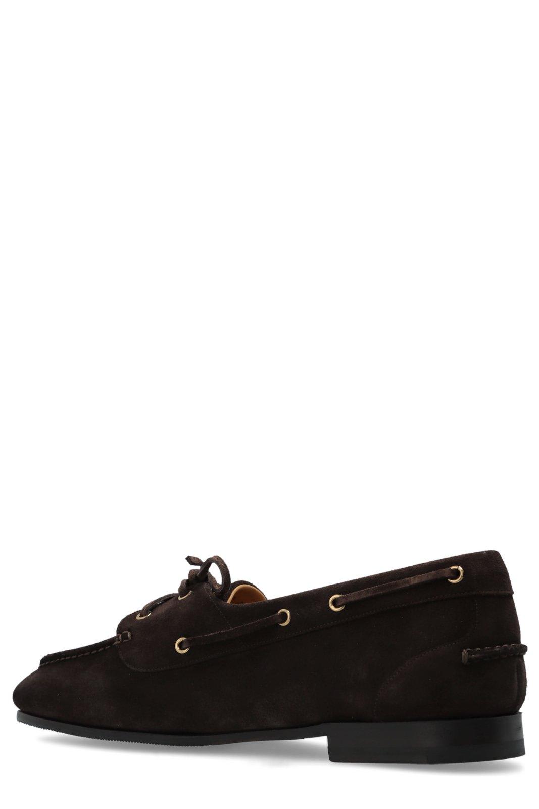 Bally Cedar Brown Leather Moccasins With Panelled Design And Lace-up Detail In Brown