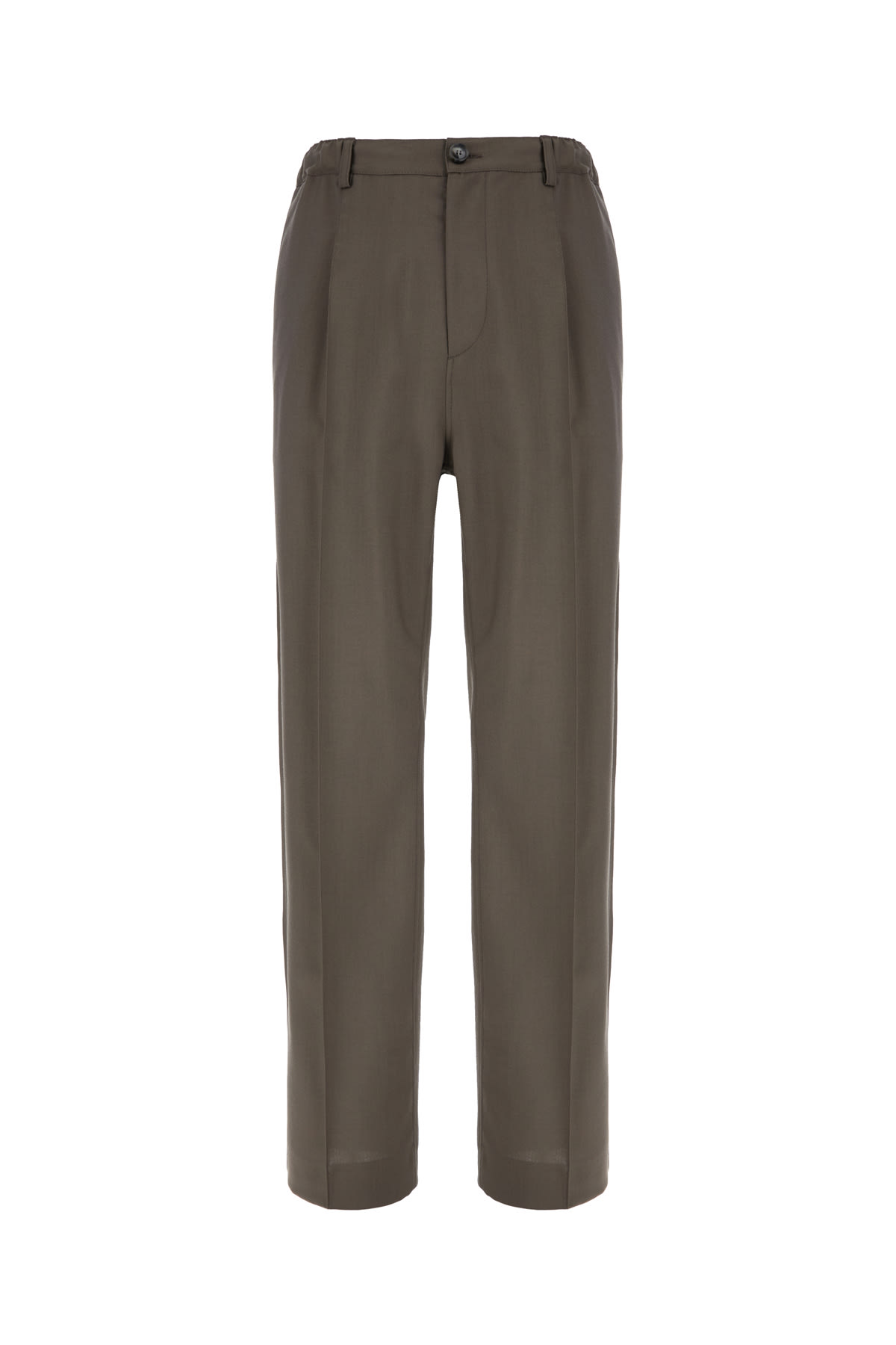 Marni Dove Grey Wool Pants In Brown