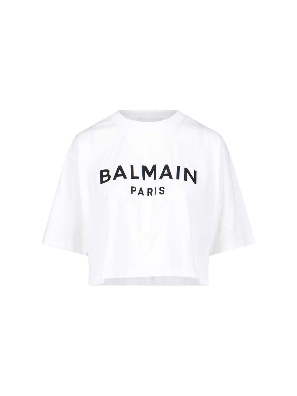 Shop Balmain Logo Crop T-shirt