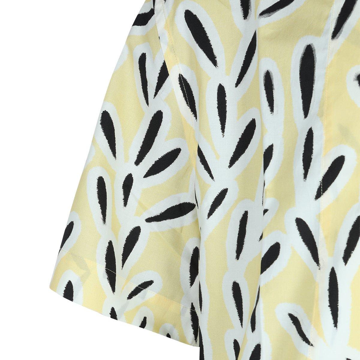 Jacquemus Yellow Cotton Jean Shirt With Playful Leaf Pattern In Yellow