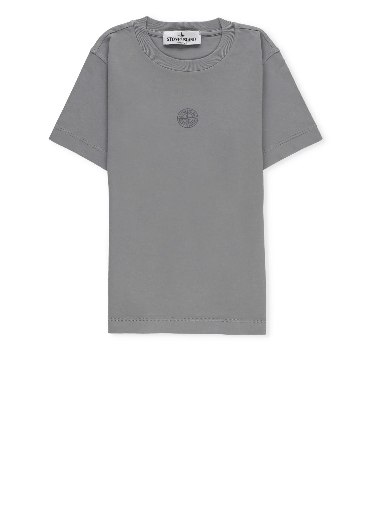 Stone Island Kids' Cotton T-shirt With Logo In Grey