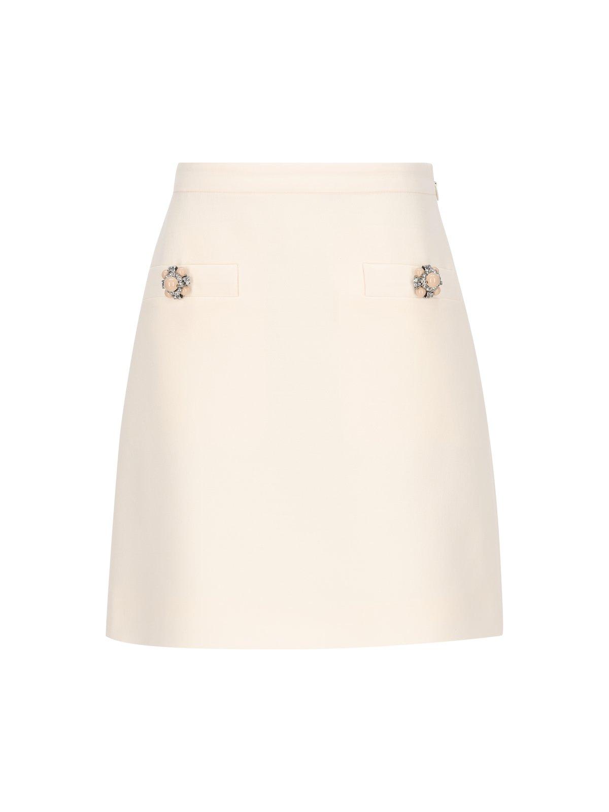 Button Embellished A-line Mini Skirt