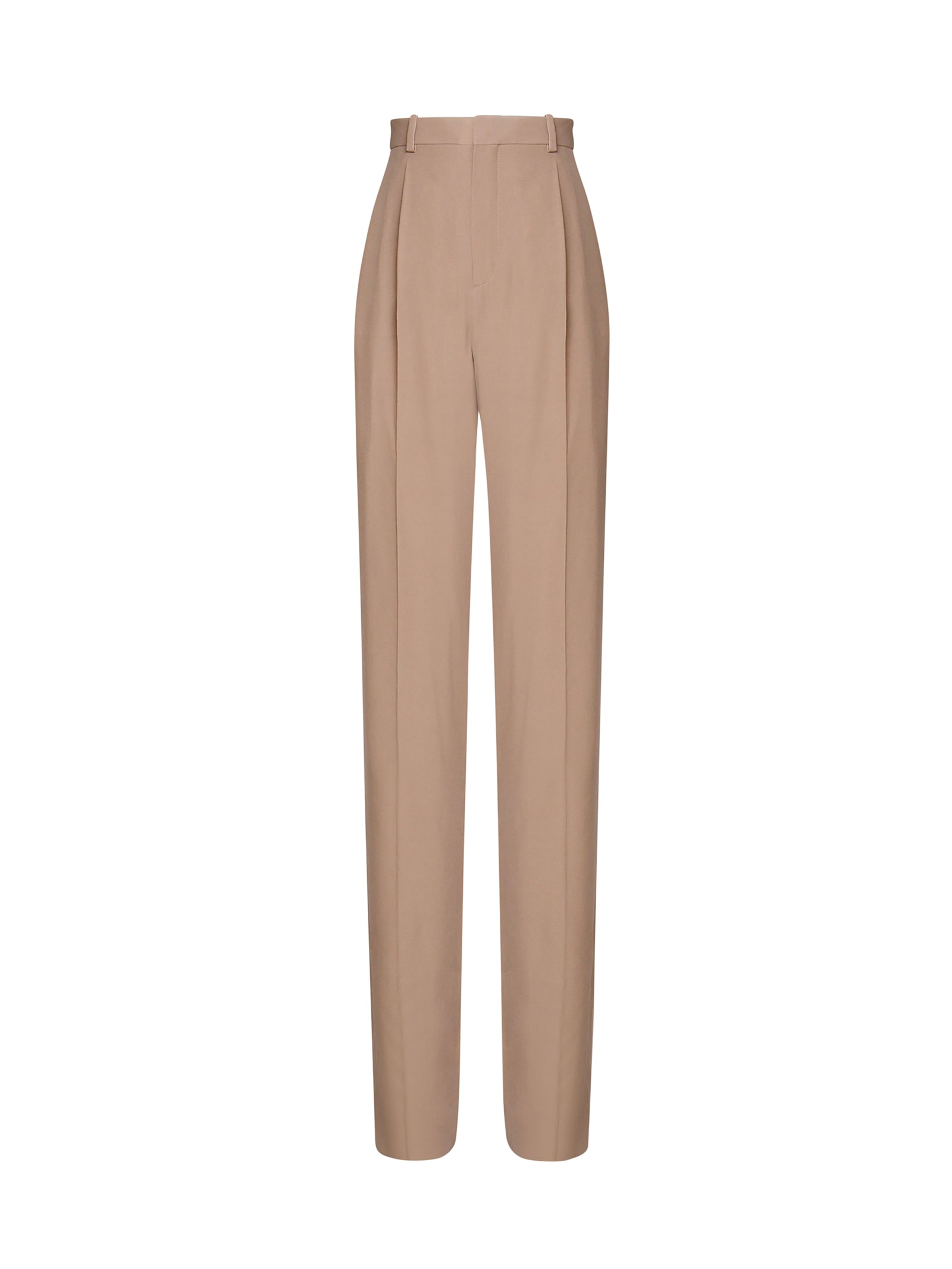 Shop Saint Laurent Crepe Silk Pants In Cappuccino