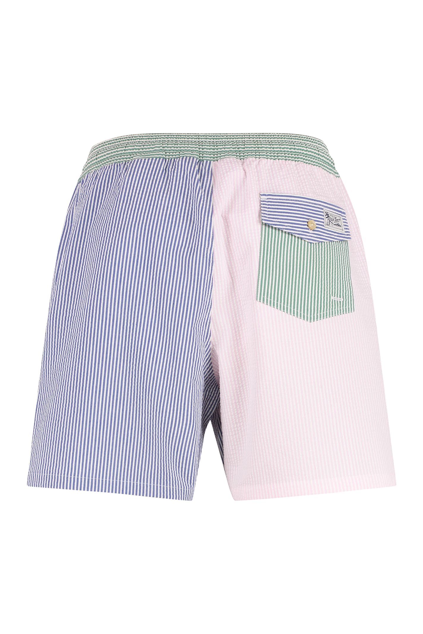 Polo Ralph Lauren Straight-leg Mid-length Logo-embroidered Striped Cotton-blend Seersucker Swim Shorts
