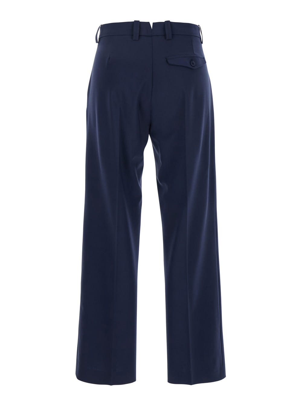 Shop Semicouture Blue Tailored Pants With Straight Leg In Viscose Blend Woman