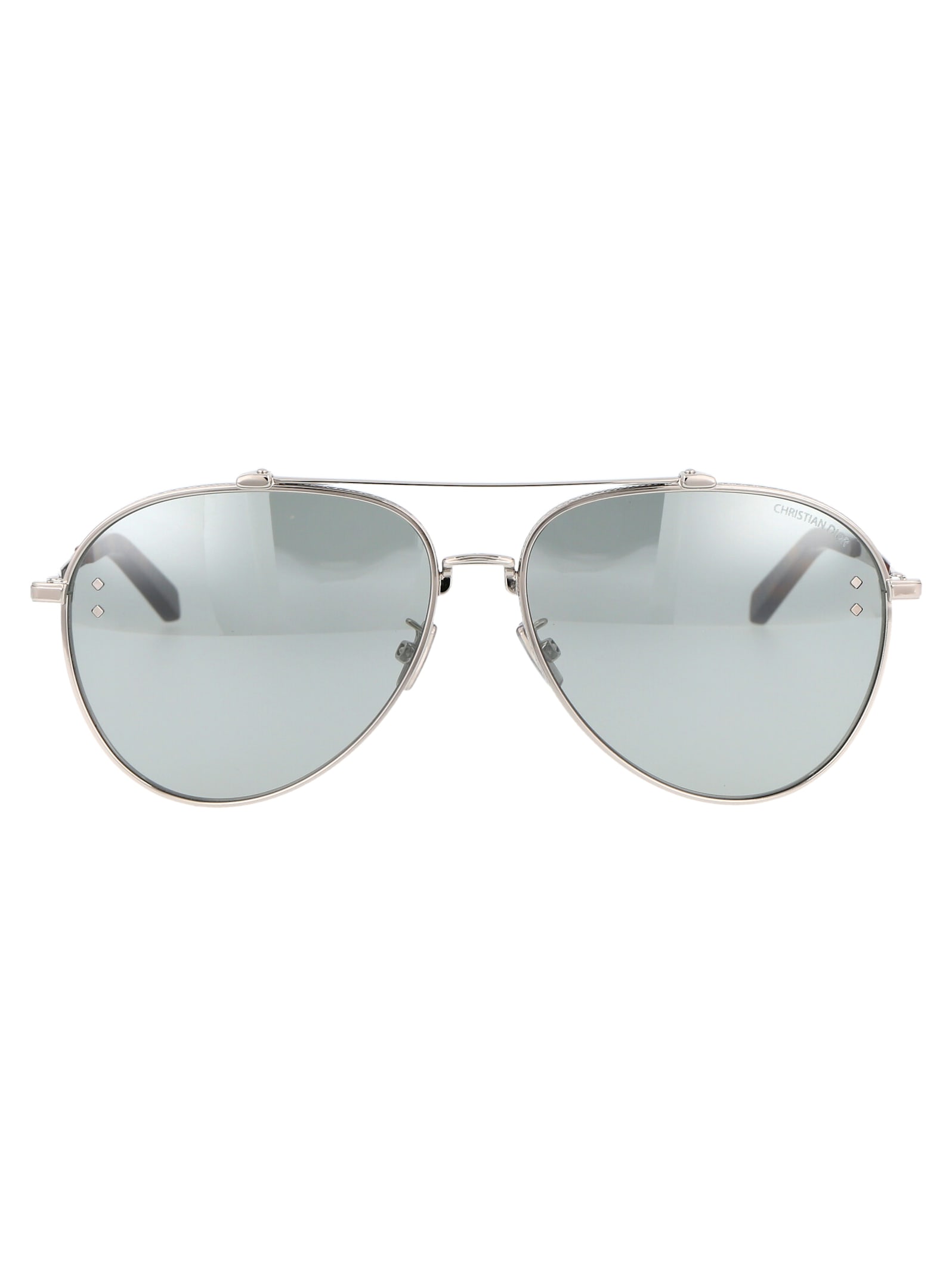 Dior Cd Diamond A1u Sunglasses In F0i4 Shiny Palladium / Blu Mirror