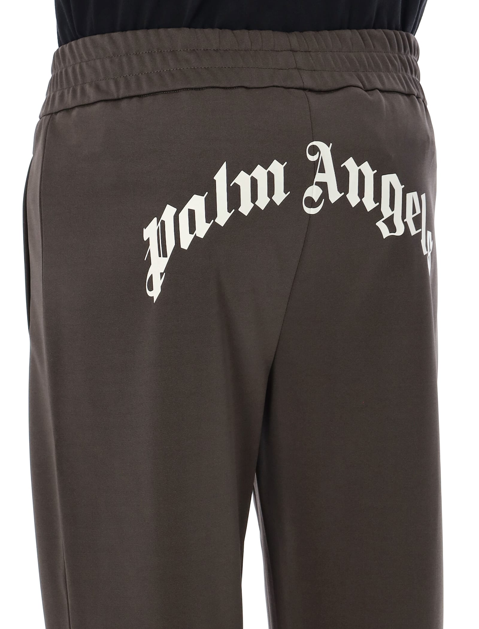 Palm Angels Gray Curved Logo Track Pants In Grey