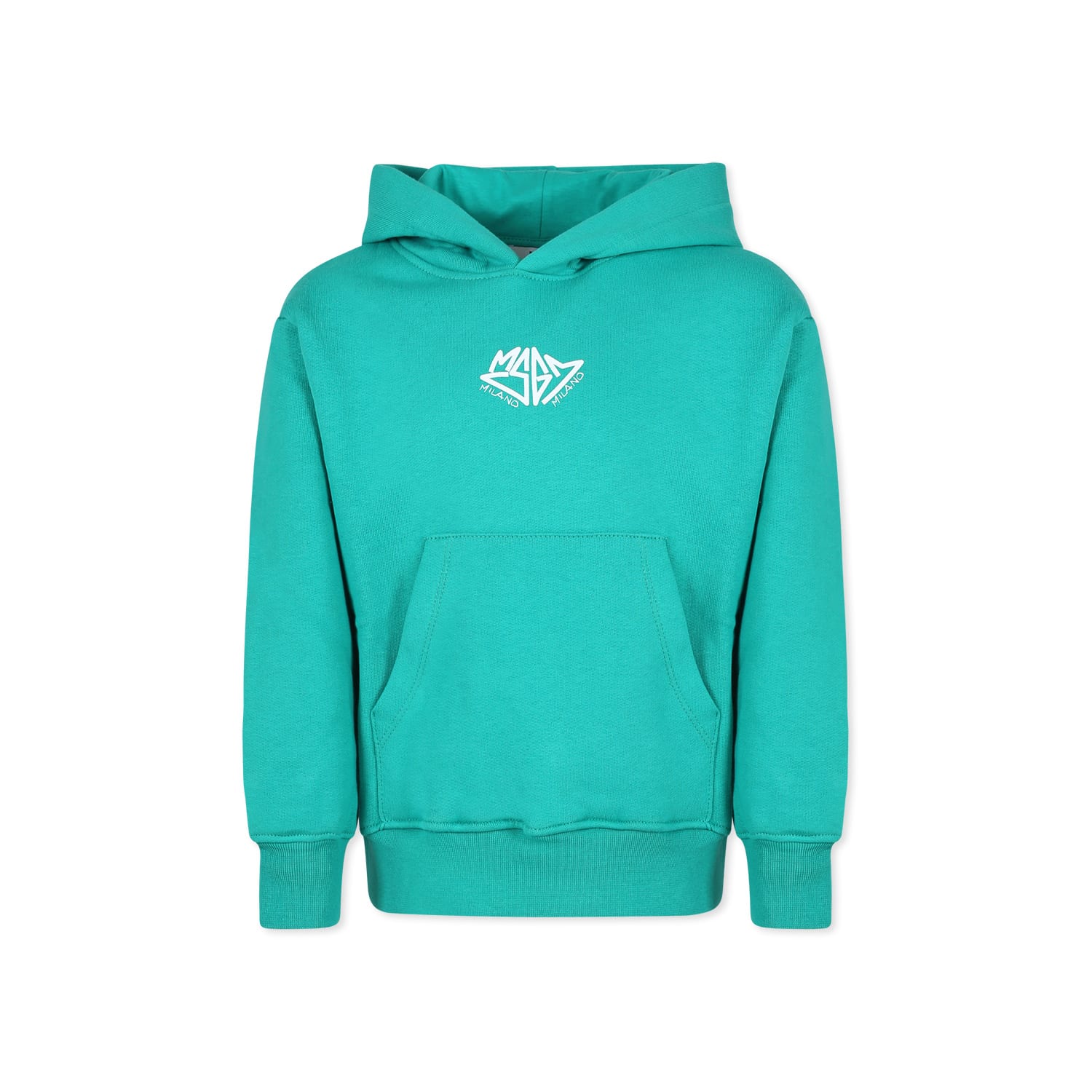 MSGM GREEN SWEATSHIRT FOR BOY WITH LOGO
