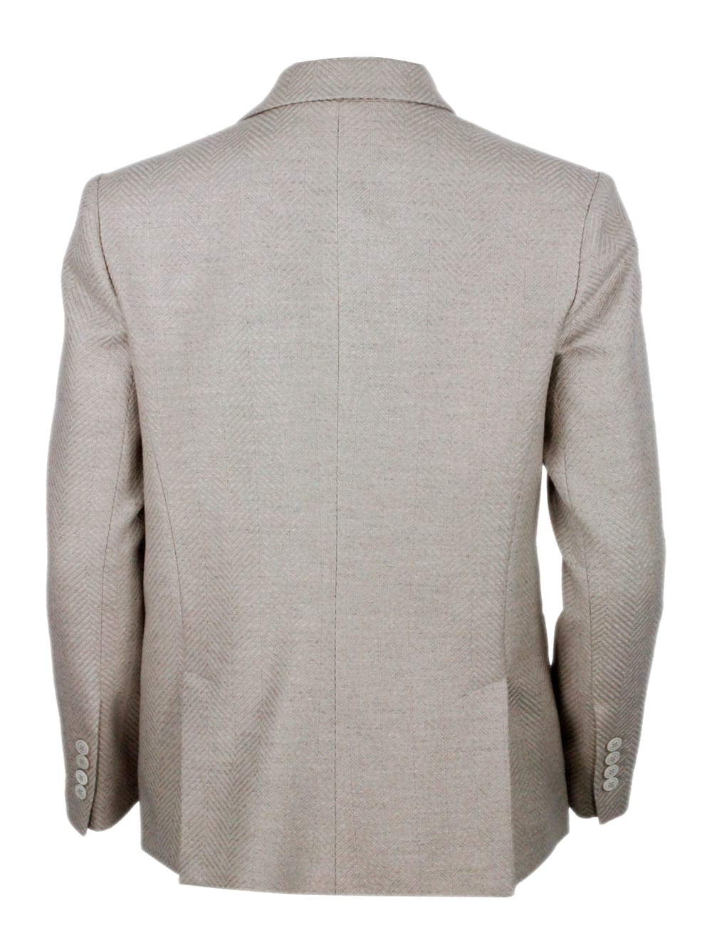 Eleventy Wool-silk-linen Double-breasted Blazer In Gray