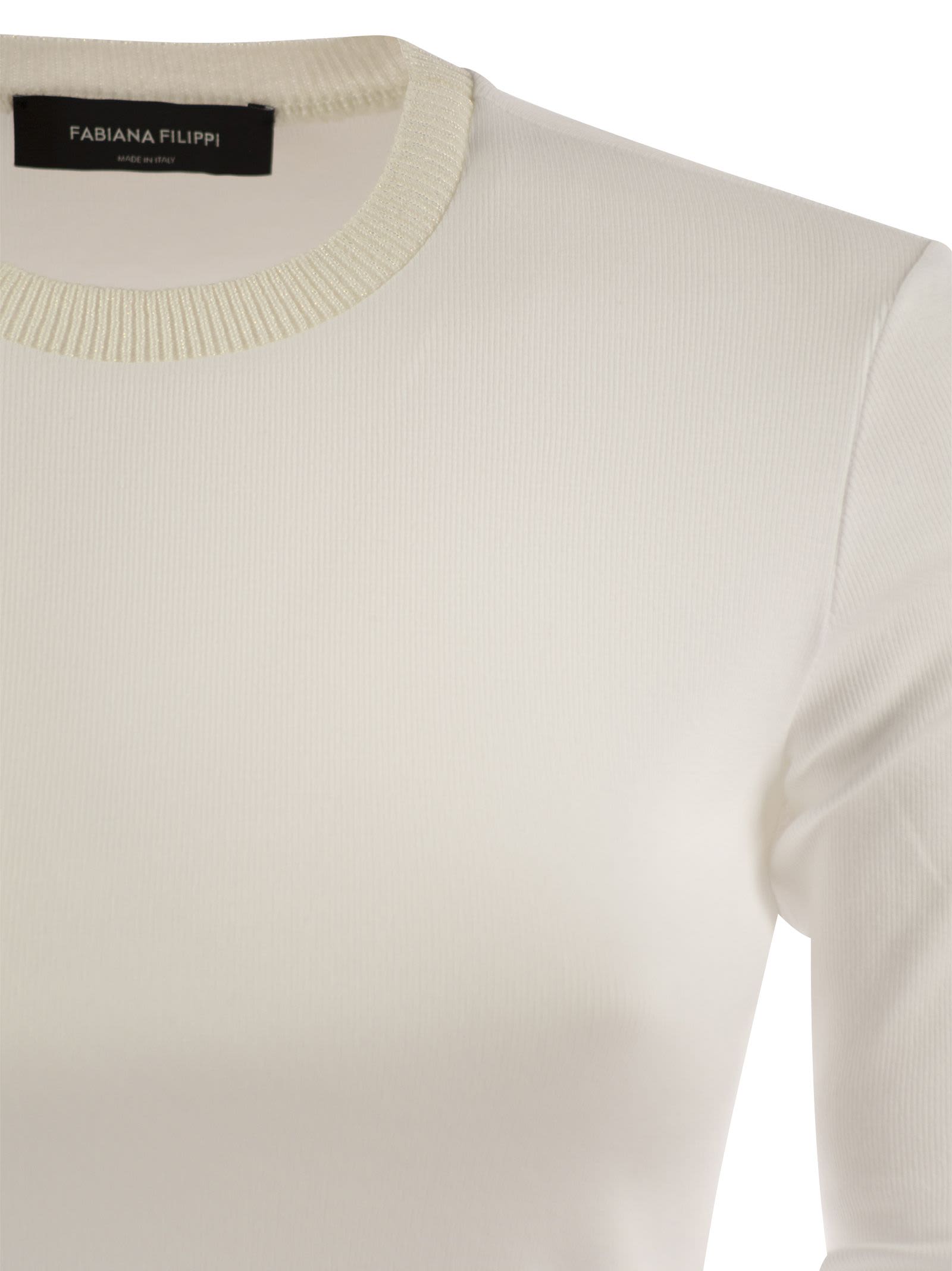 Fabiana Filippi Long-sleeved T-shirt In Jersey In Neutral