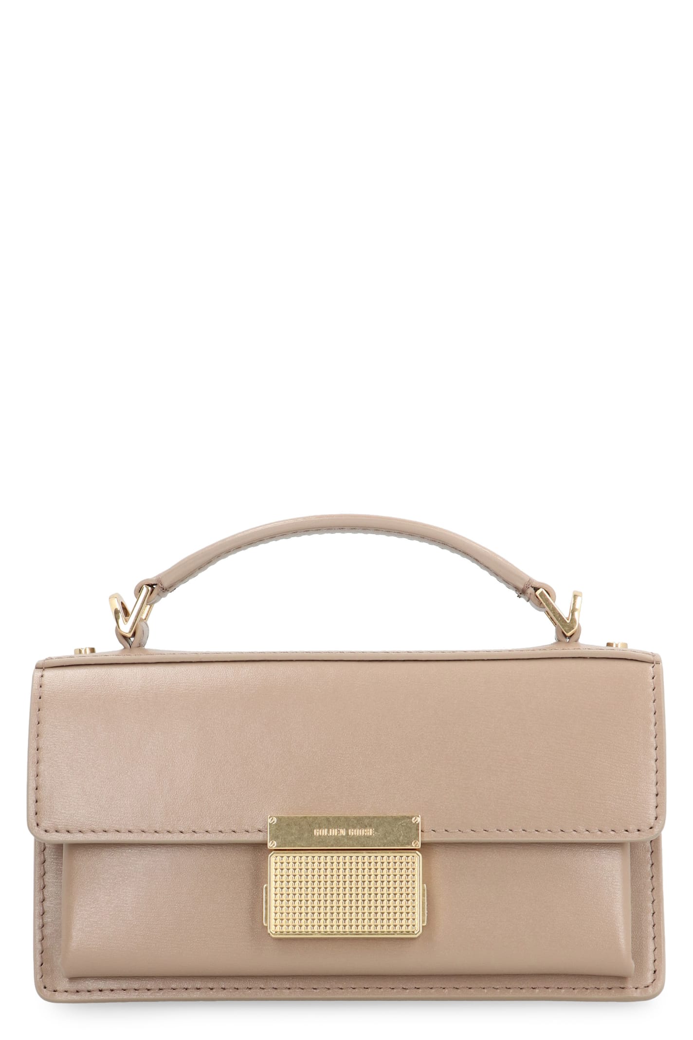 Shop Golden Goose Venezia Leather Mini Crossbody Bag In Beige