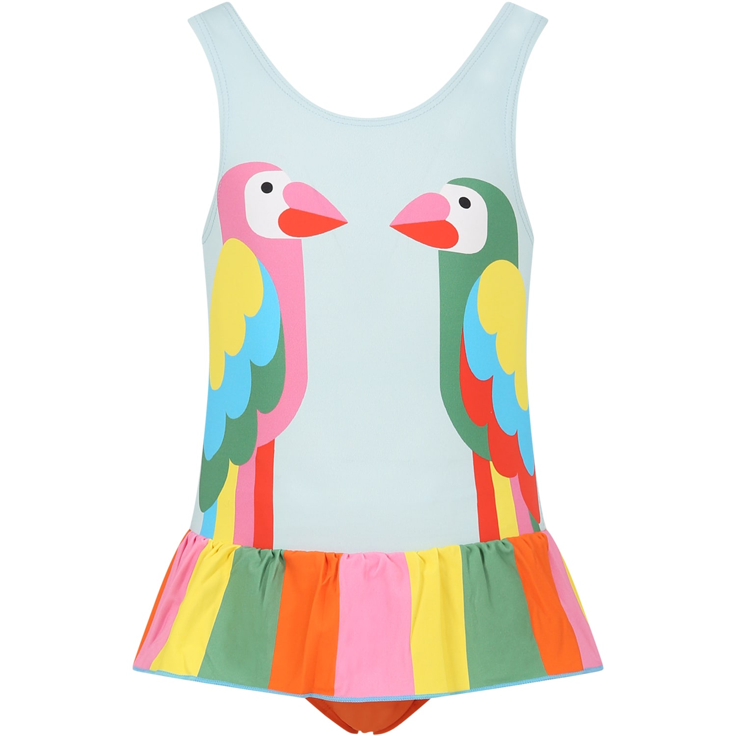 Stella Mccartney Kids' Multicolor Swimsuit For Girl With Parrots Print