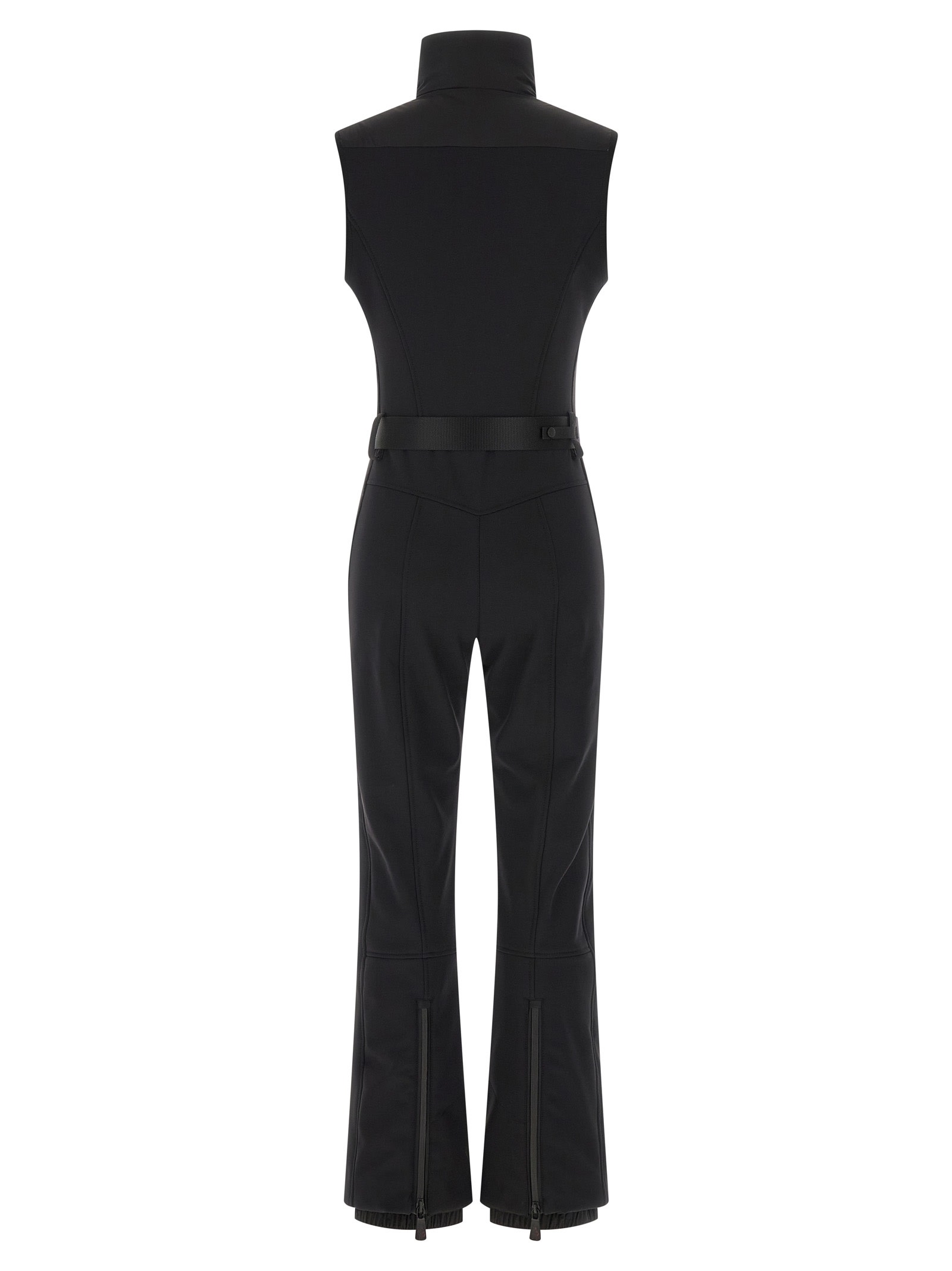 Moncler Belted Paneled Quilted Down Ski Suit In Multi