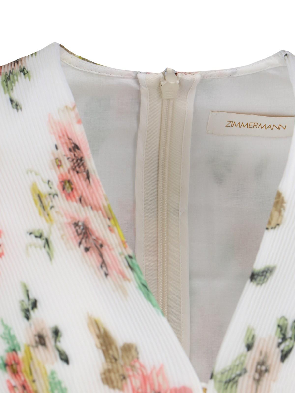 Shop Zimmermann Pleated Mini Dress In Multicolour