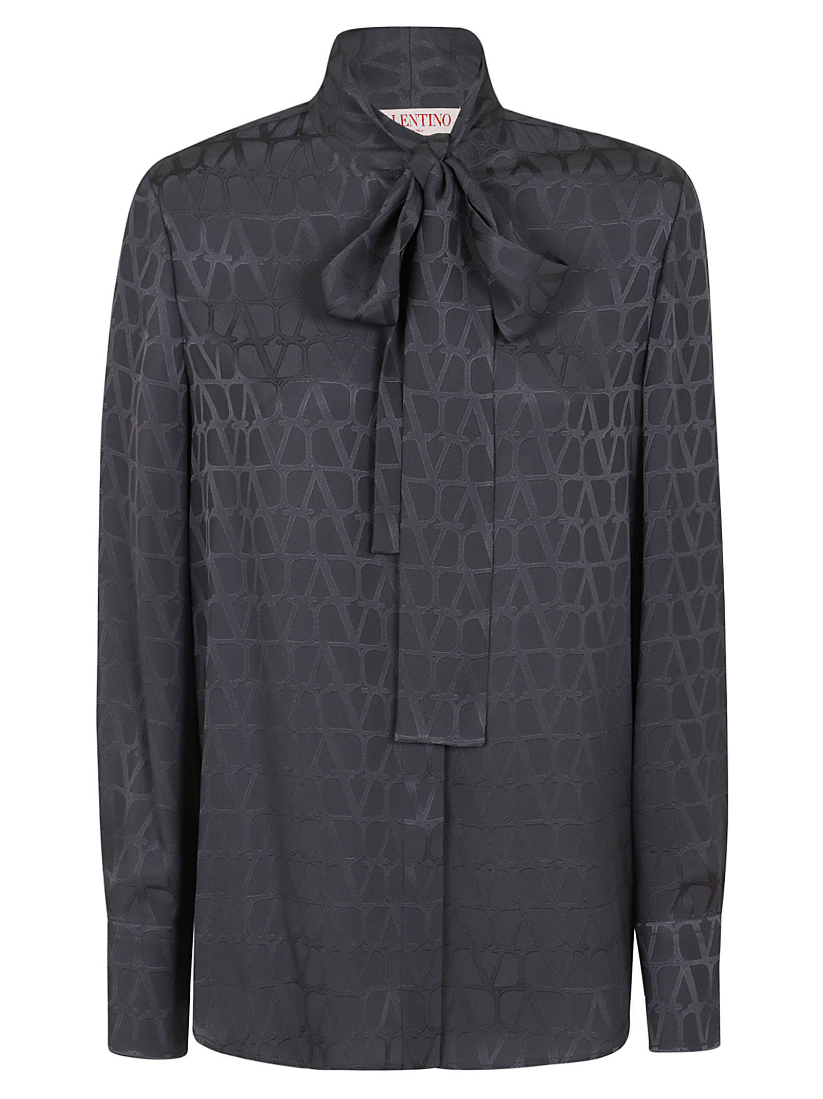 Shop Valentino Shirt Silk Jacquard Toile Iconographe In Mxe Stone Grey