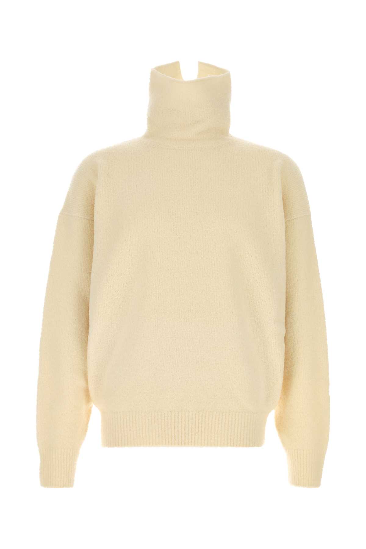 Fear Of God High Collar Ribbed Knit Sweater With Long Sleeves In Nude