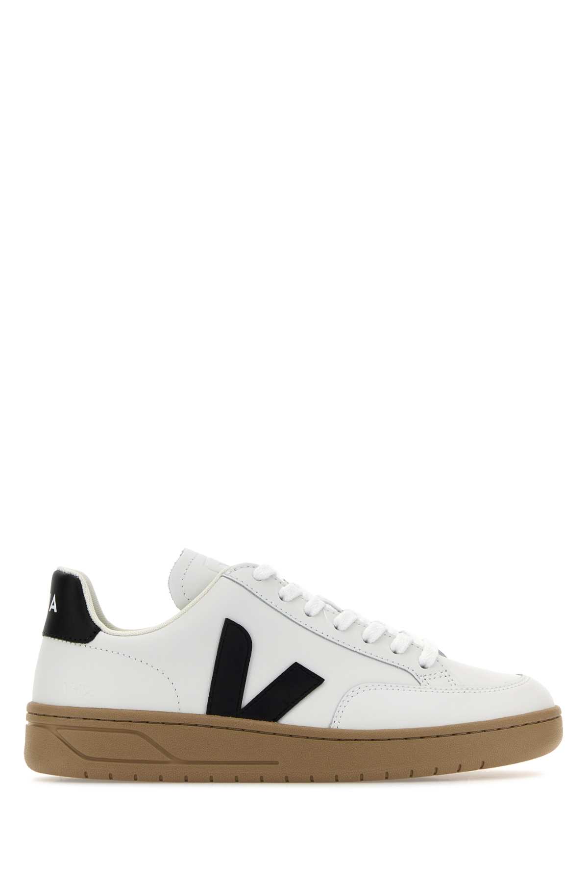 Shop Veja White Leather V-12 Sneakers In Extwhibladun