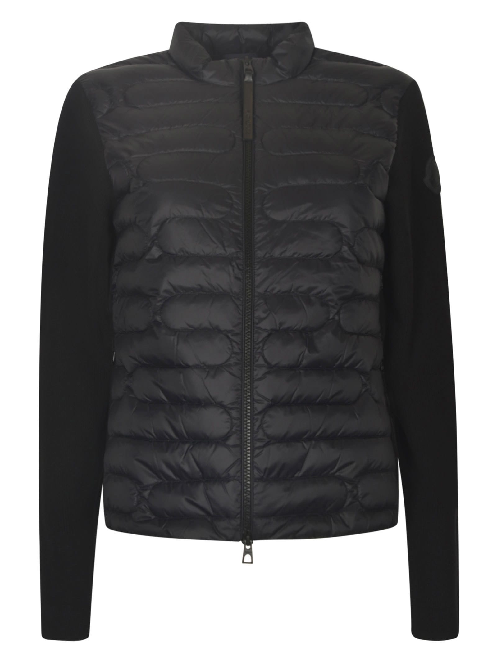 Shop Moncler Zip Fitted Padded Jacket In Black