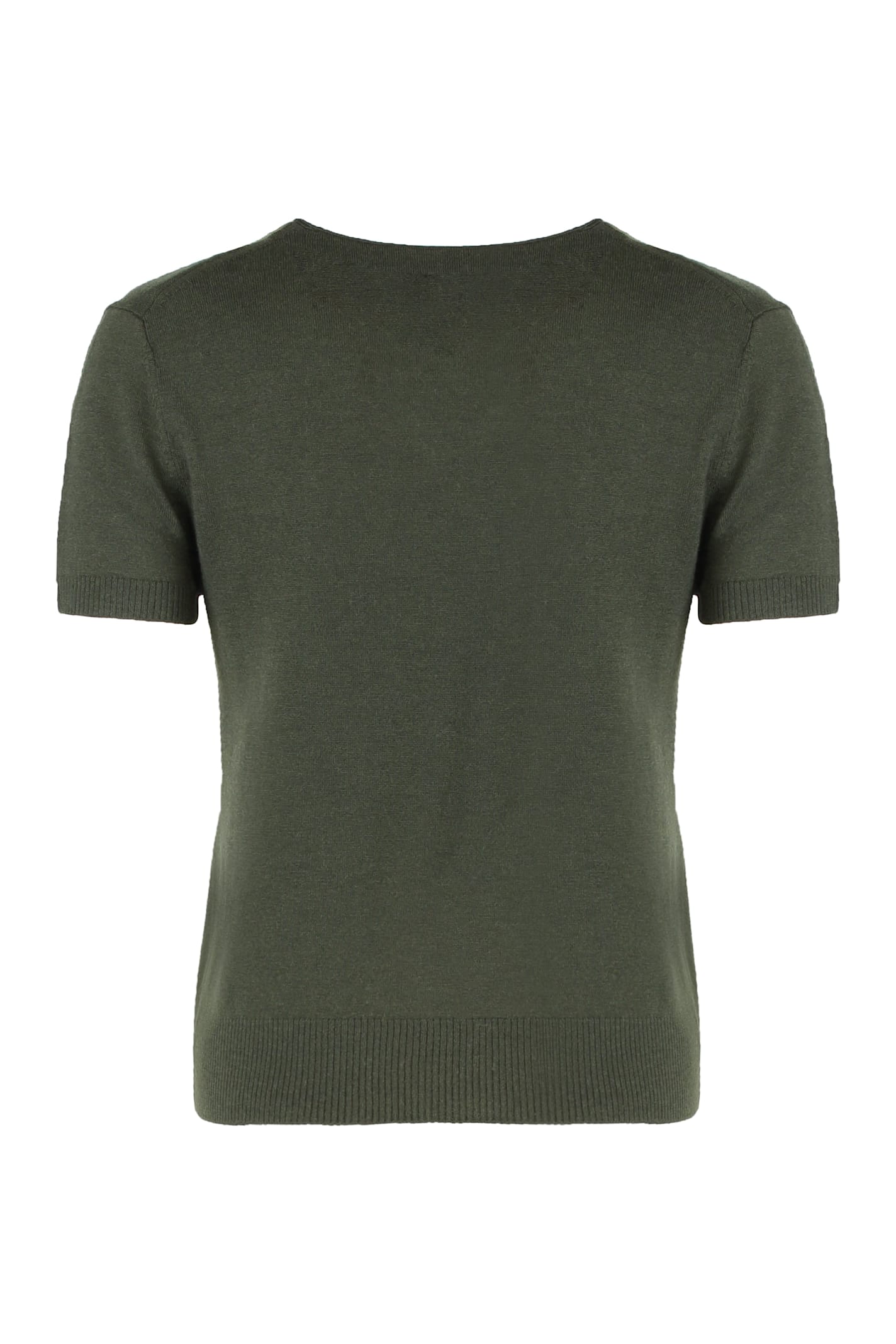 Vince Argyle Short-sleeve Sweater In A Wool Blend In Green