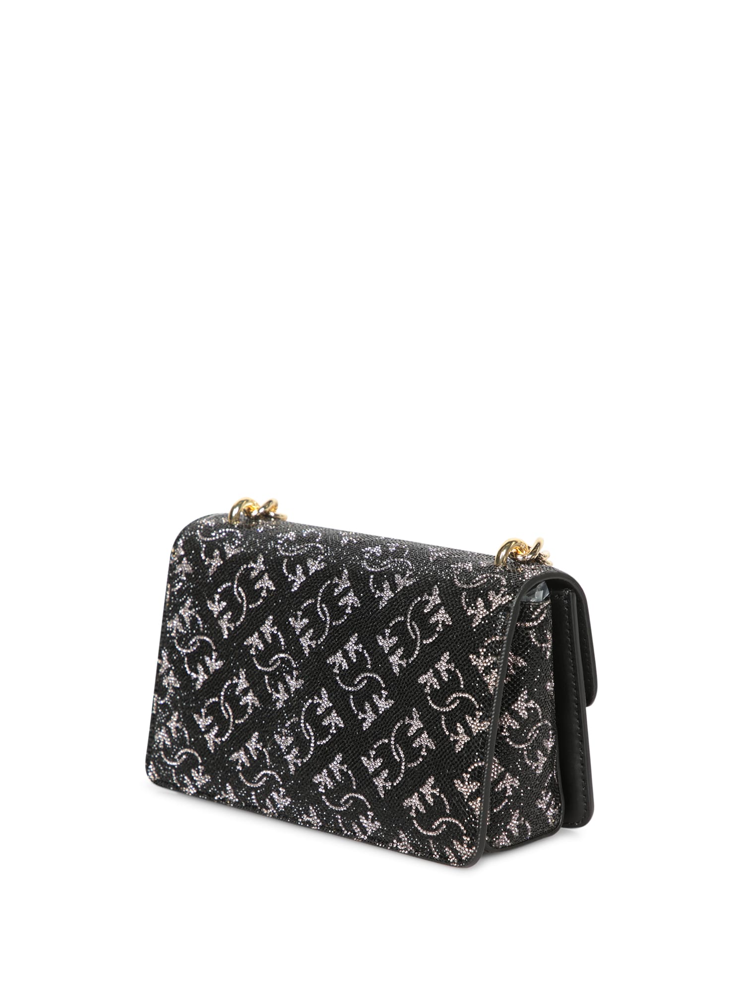 Shop Pinko Love Mini Strass Black Bag