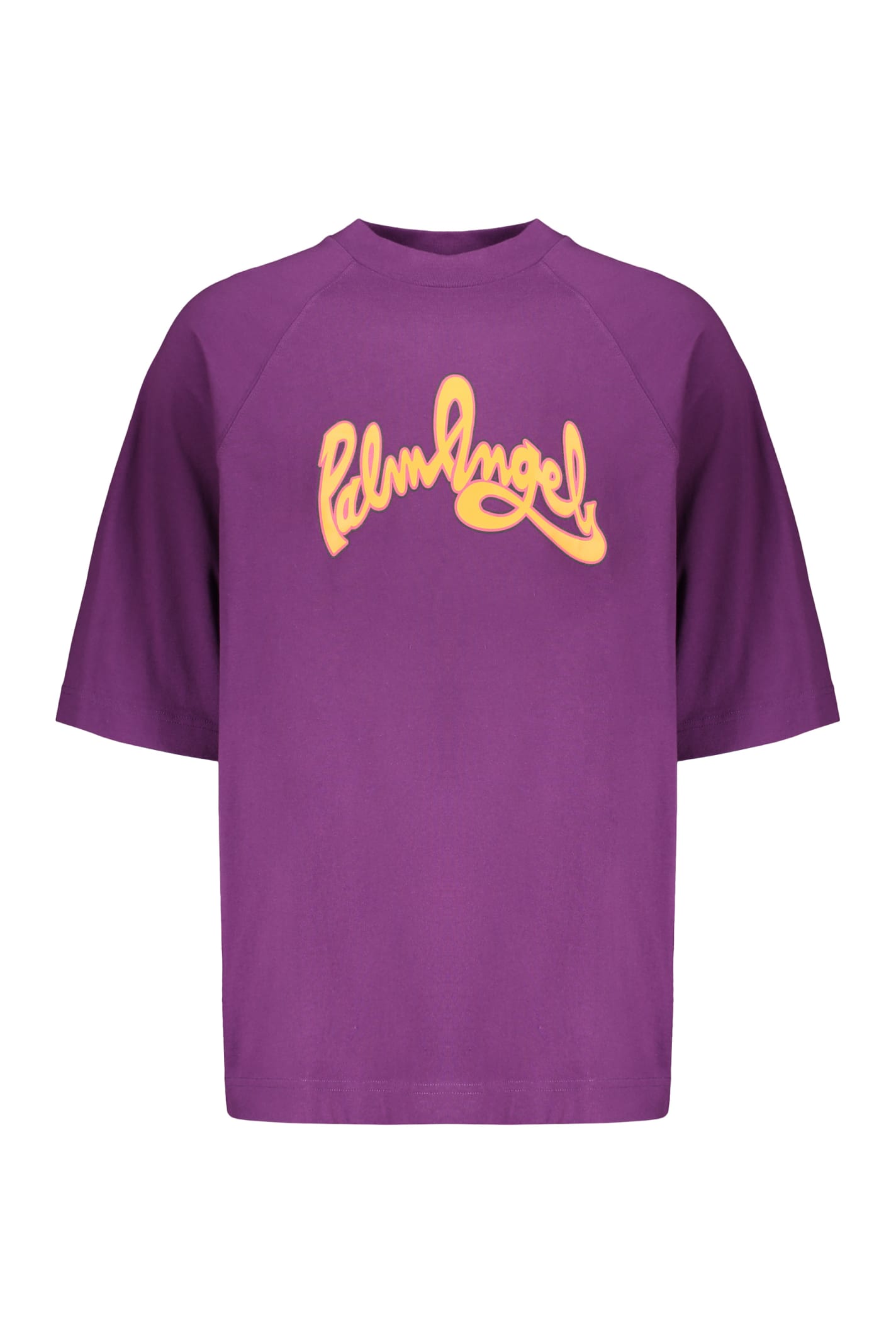 Shop Palm Angels Cotton T-shirt In Purple