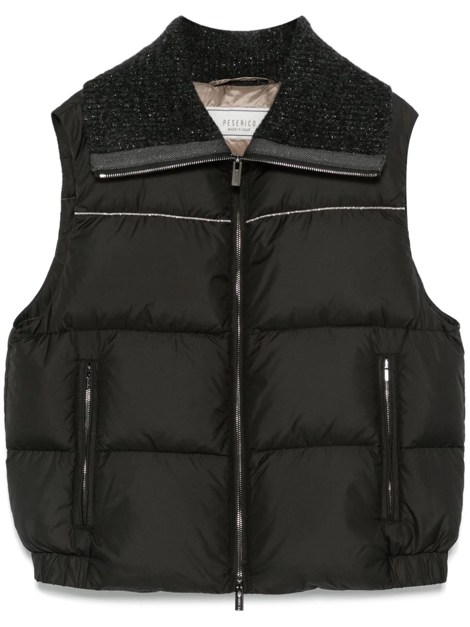 Shop Peserico Black Goose-down Gilet