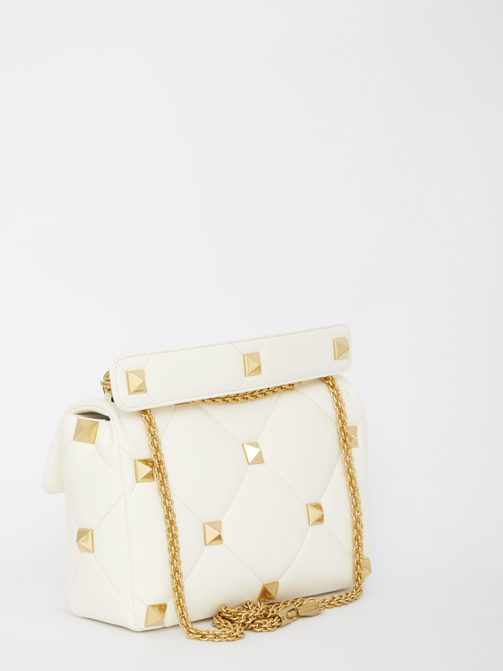 Valentino Garavani Large Roman Stud Shoulder Bag - Neutrals