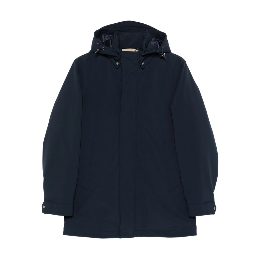 Woolrich Soft Shell Coat Barrow Mact Melton Blue In Blue