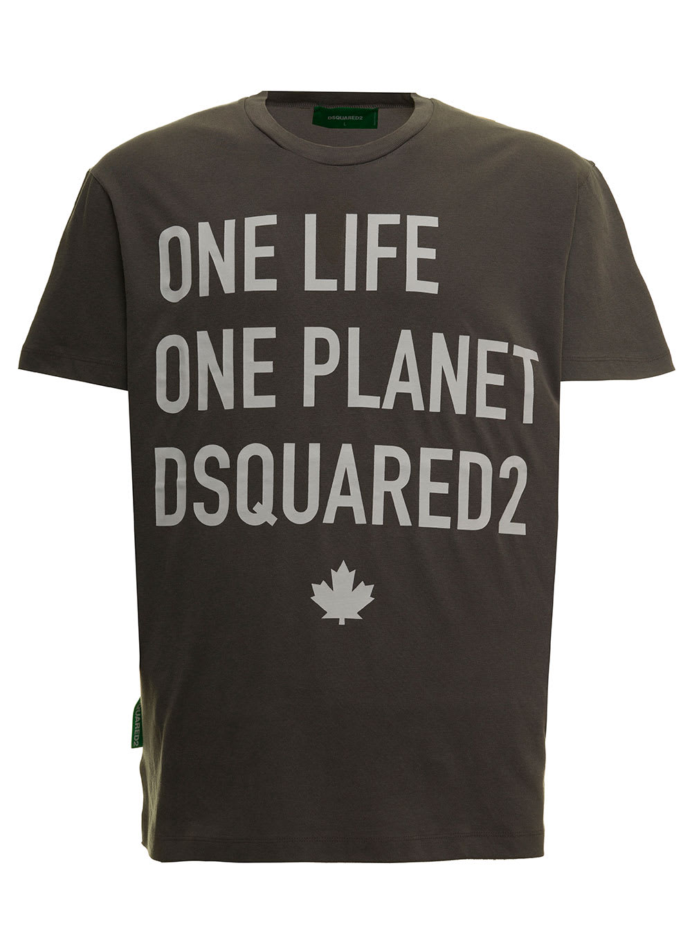Dsquared2 D-squared 2 Mans Green Jersey T-shirt With One Life Cool Print