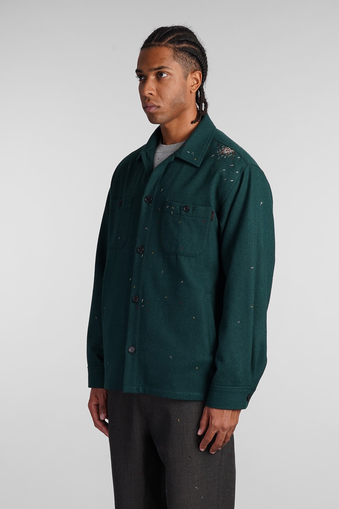 Shop Undercover Casual Jacket In Green Wool