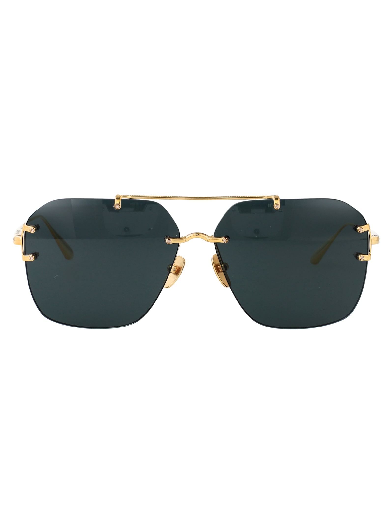 Linda Farrow Reyner Titanium Sunglasses In Green