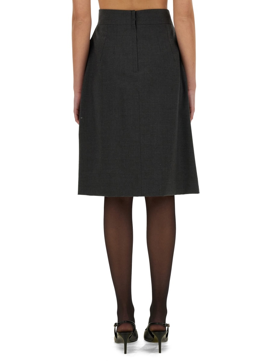 Dolce & Gabbana Wool Midi Skirt In Grey