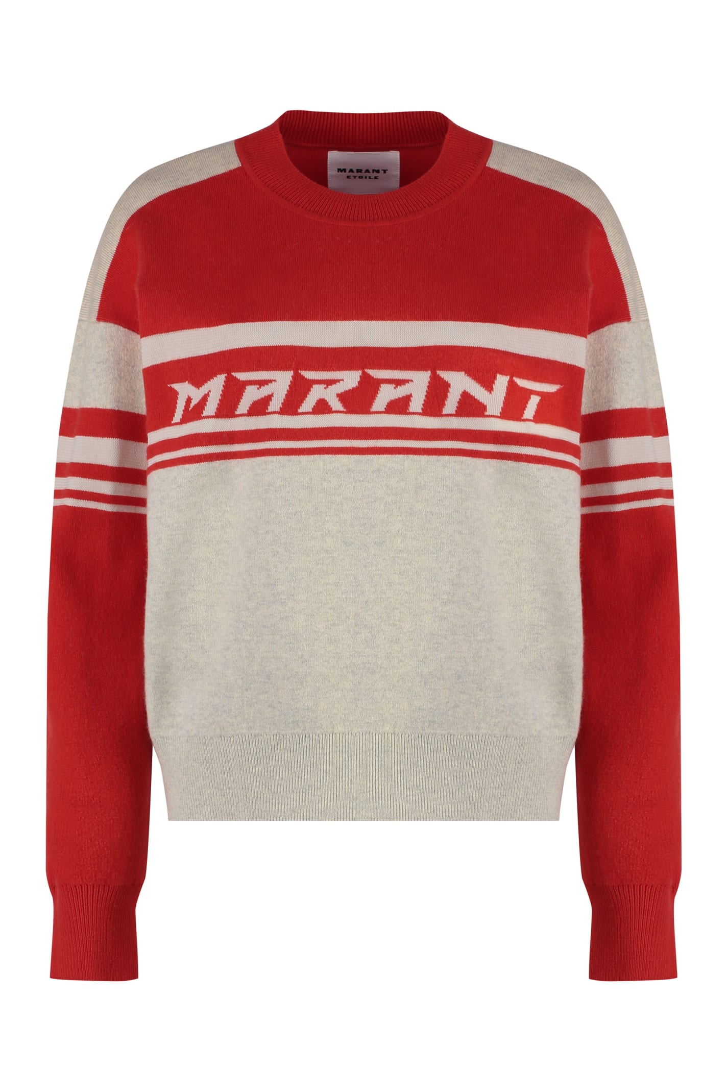 Shop Marant Etoile Callie Cotton Blend Crew-neck Sweater In Red