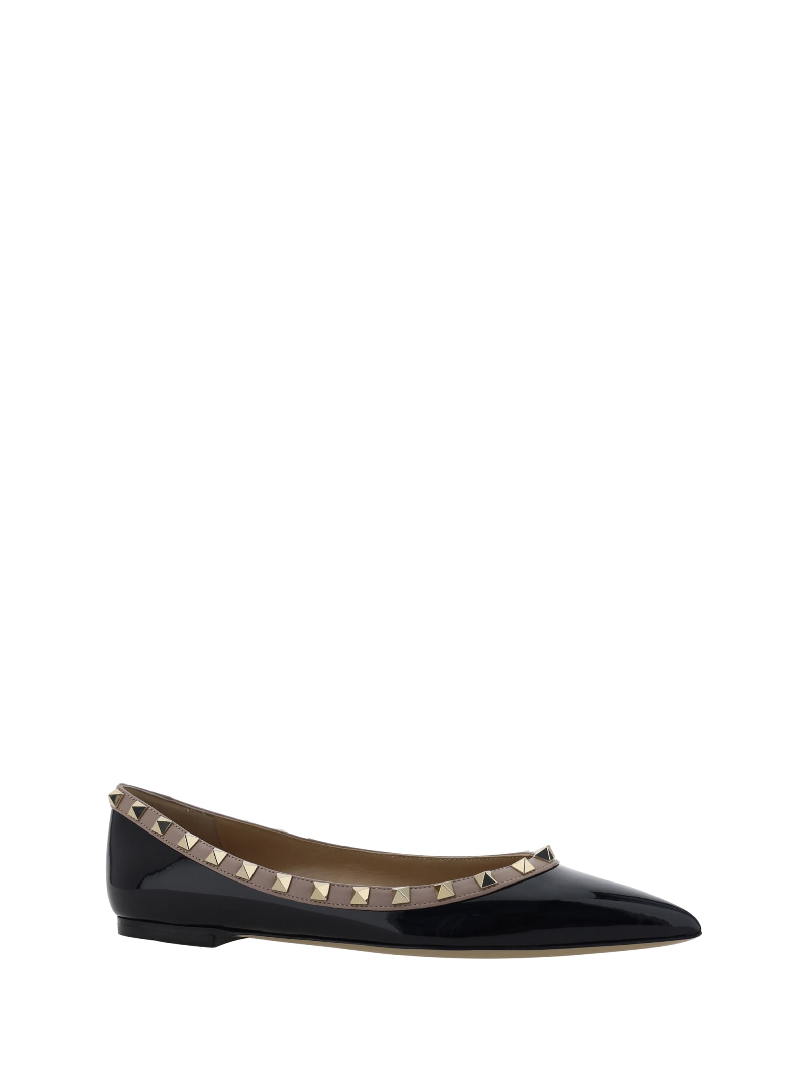 Shop Valentino Garavani Rockstud Ballerinas In Nero/poudre