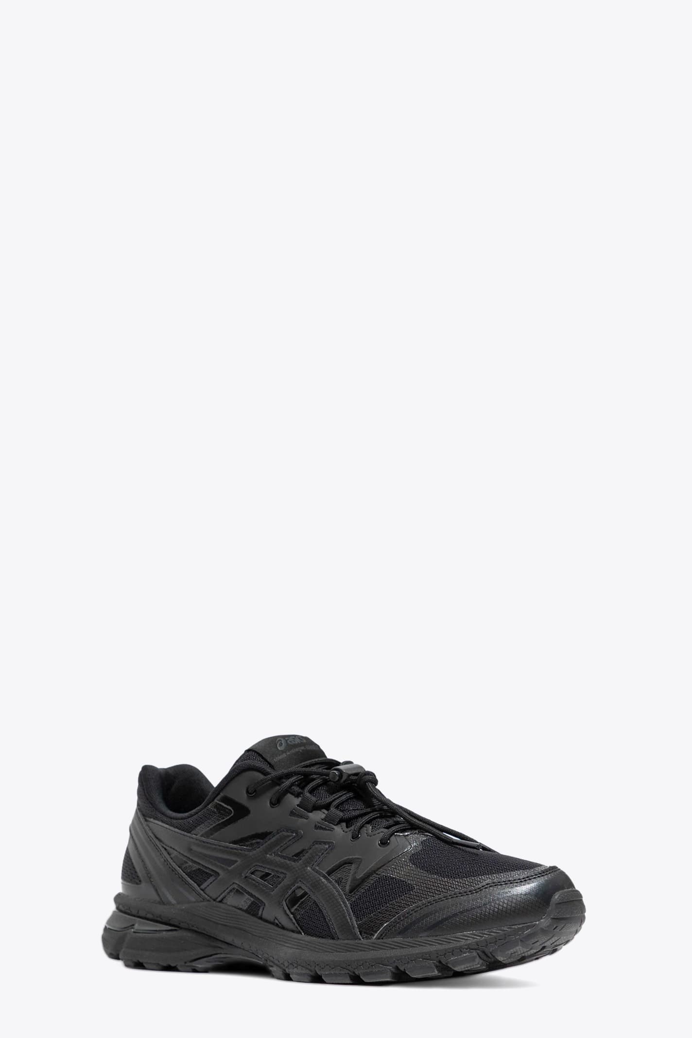 Shop Comme Des Garçons Shirt Mens Sneakers X Asics Asics Collaboration Black Mesh And Leather Running Sneaker In Nero