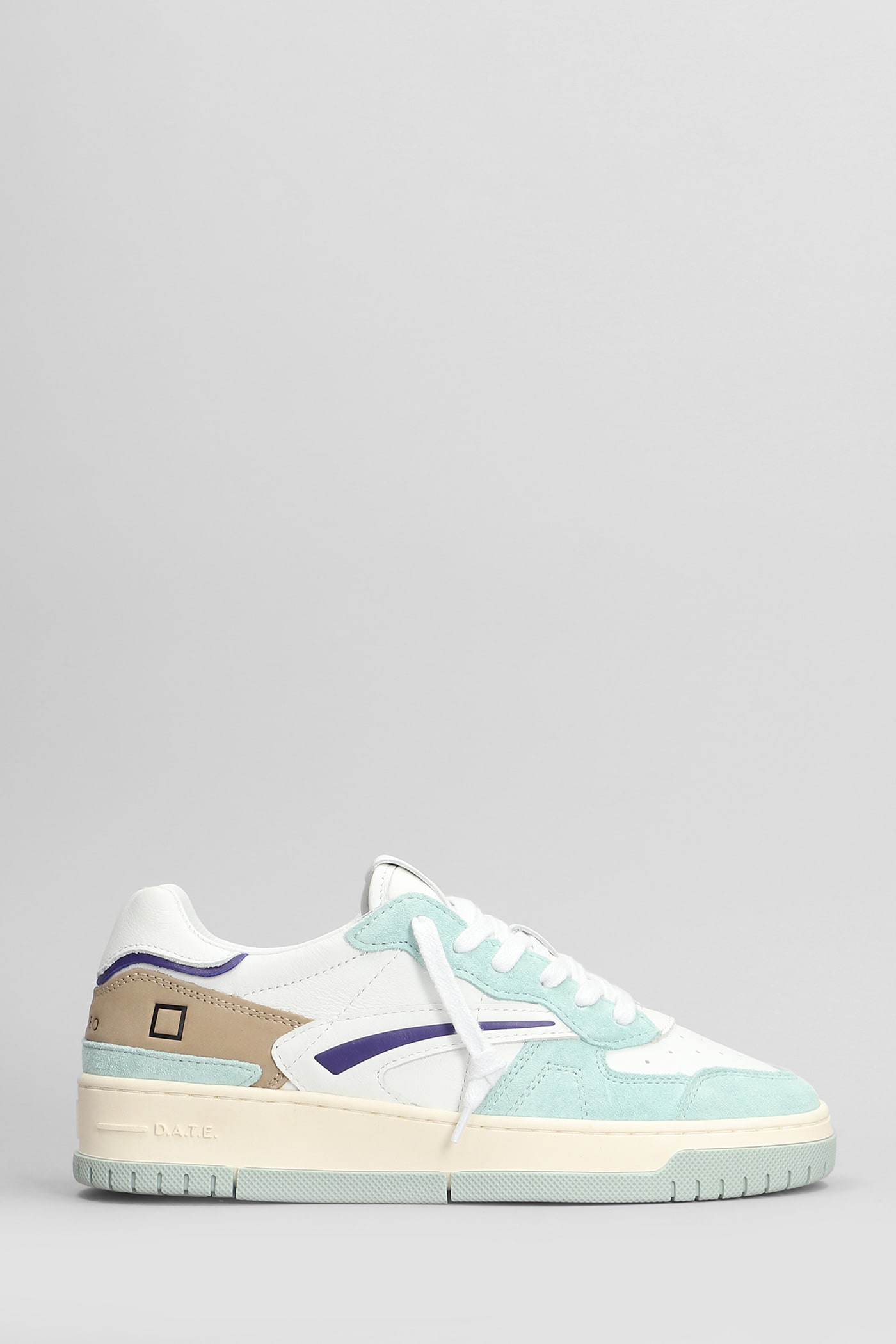 D. A.T. E. Torneo Pure Colored Sneakers In White Suede And Leather