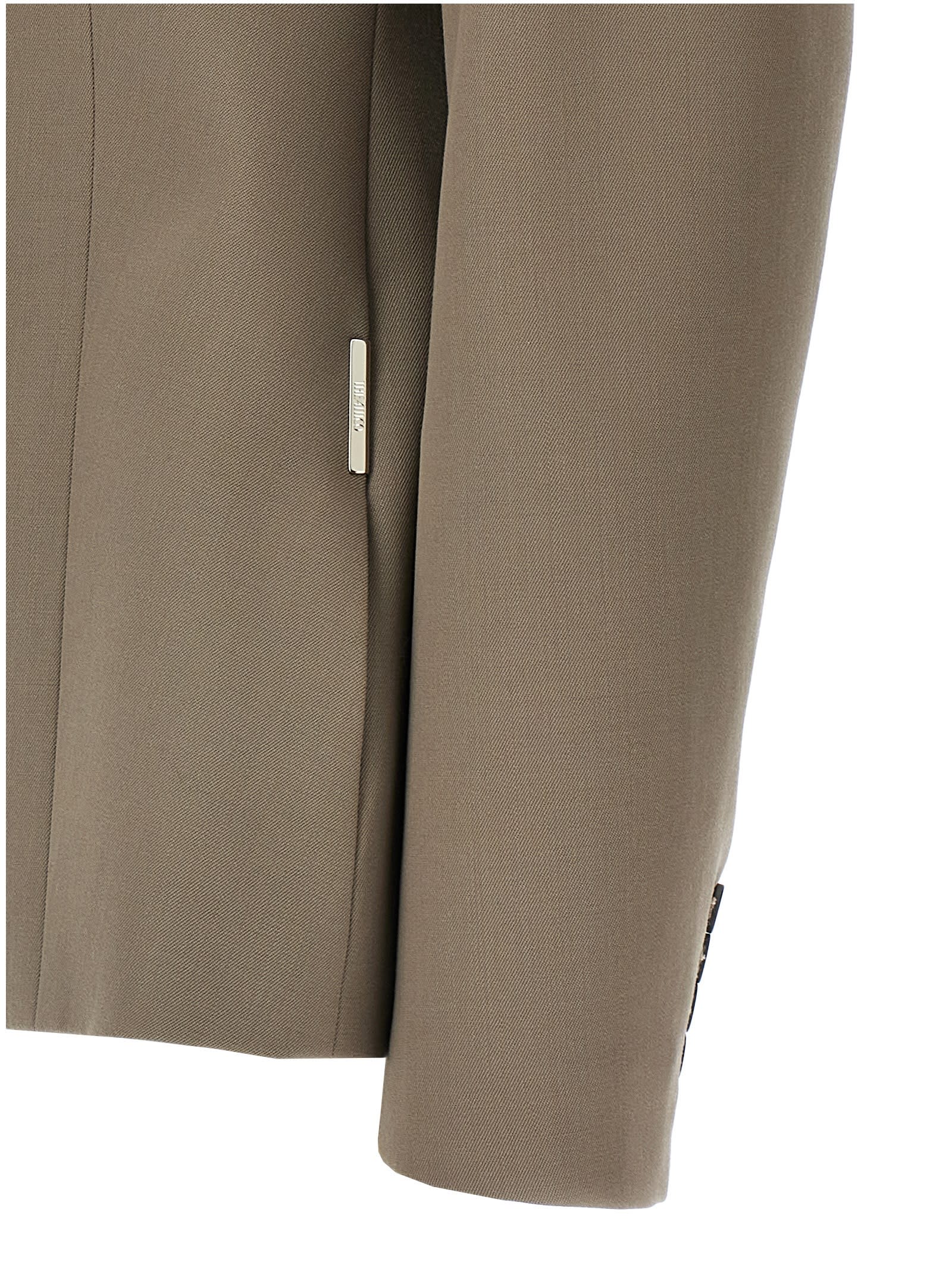 Shop Attico Single-breasted Wool Blazer In Gray