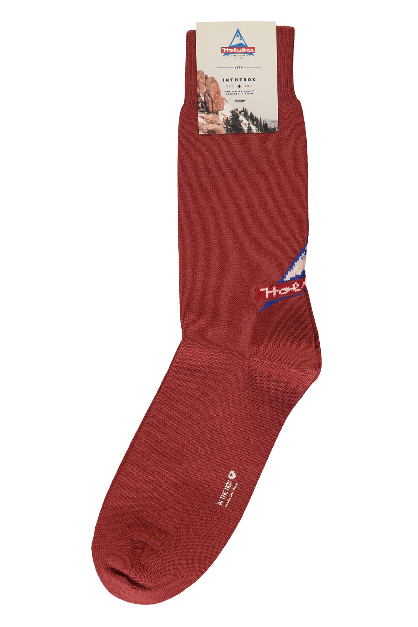 Shop Holubar Cotton Socks In Burgundy