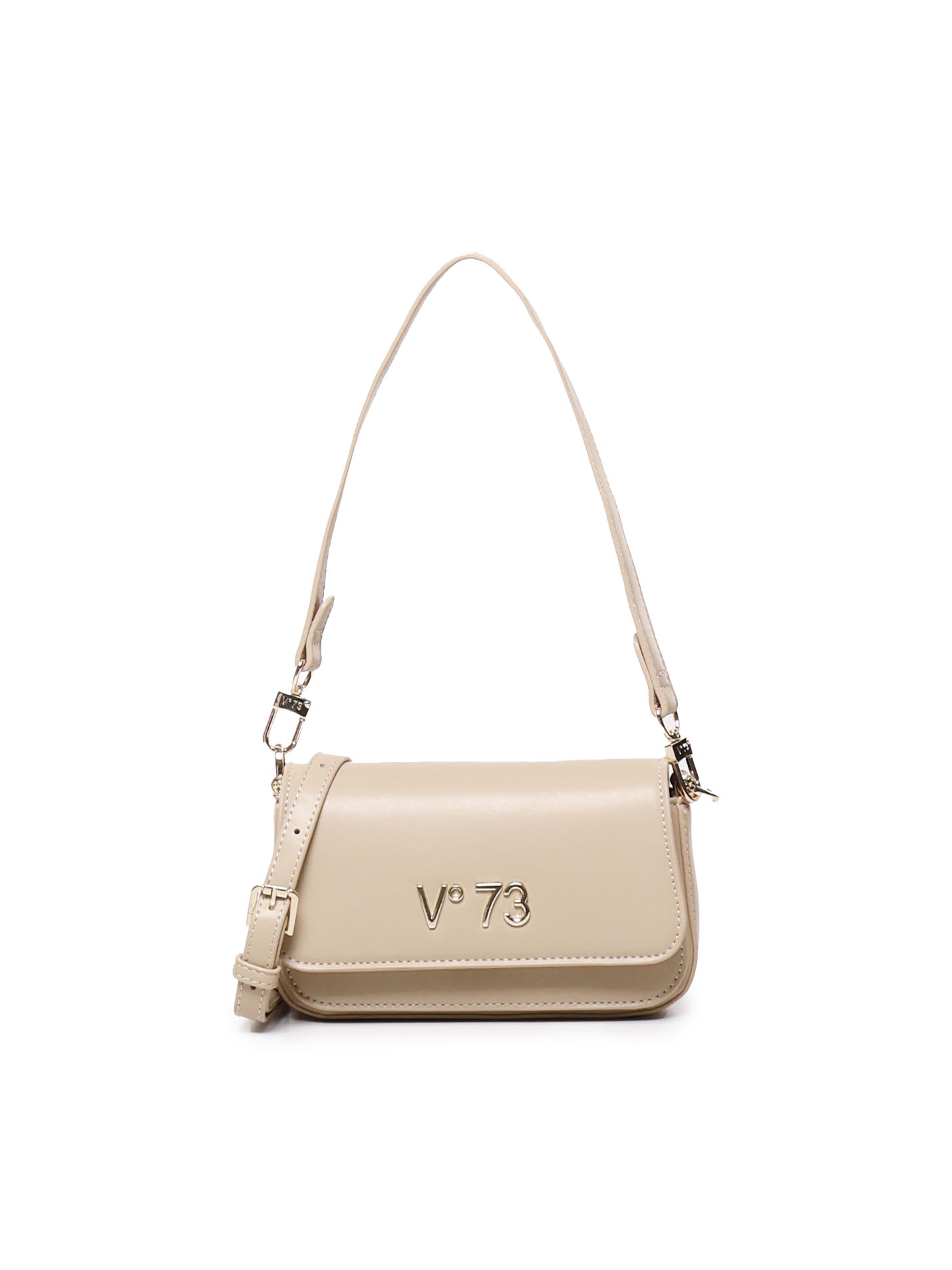 Shop V73 Bamboo Shoulder Bag In Eco-leather In Beige