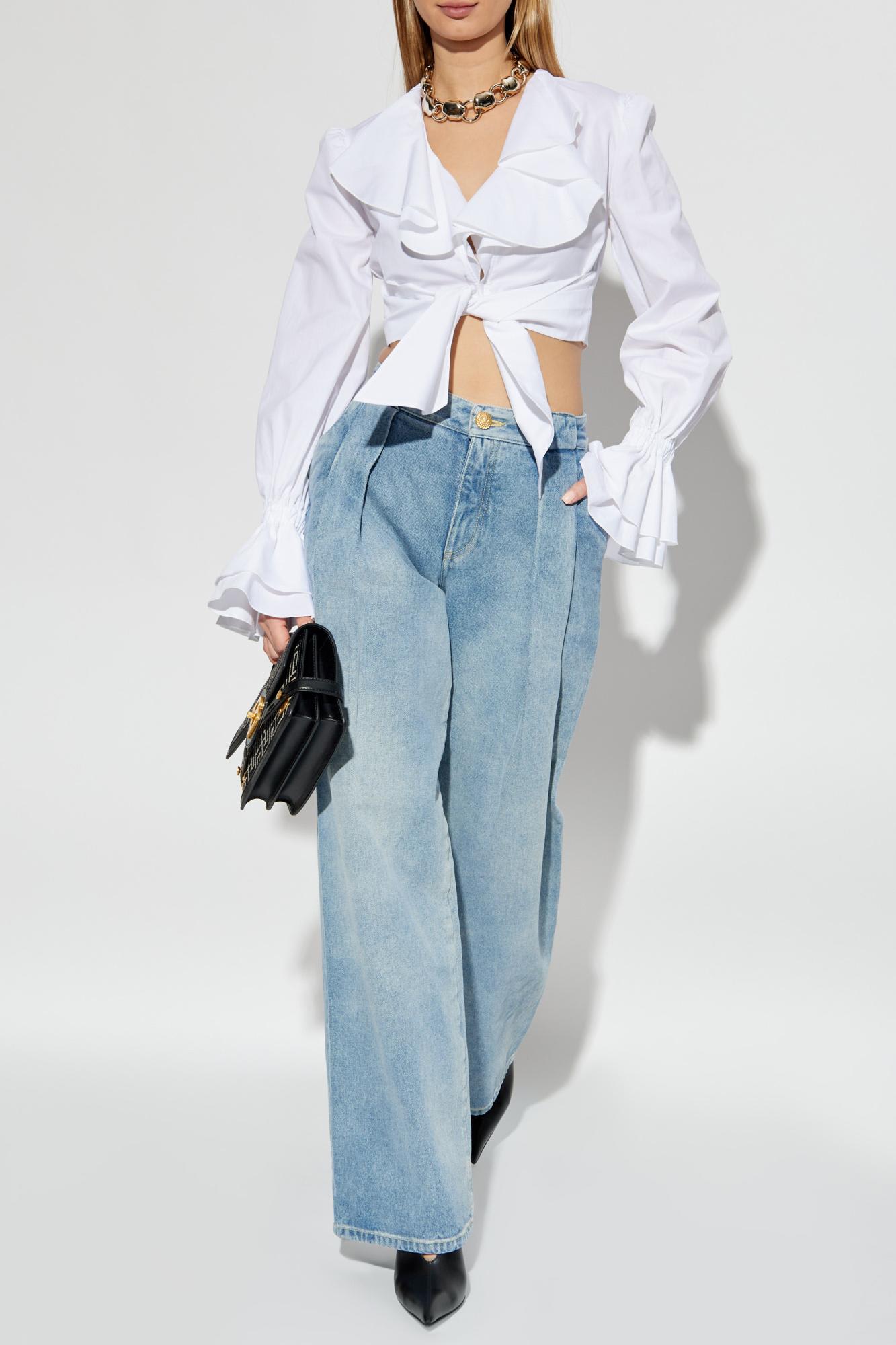 Shop Balmain Short Shirt In White